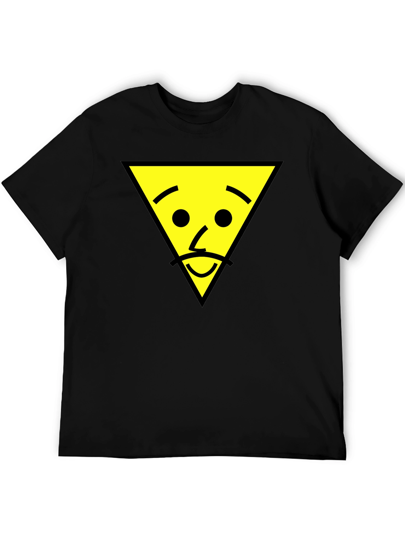 Black Triangle Face Graphic Tee - Black Cotton T-Shirt view 5