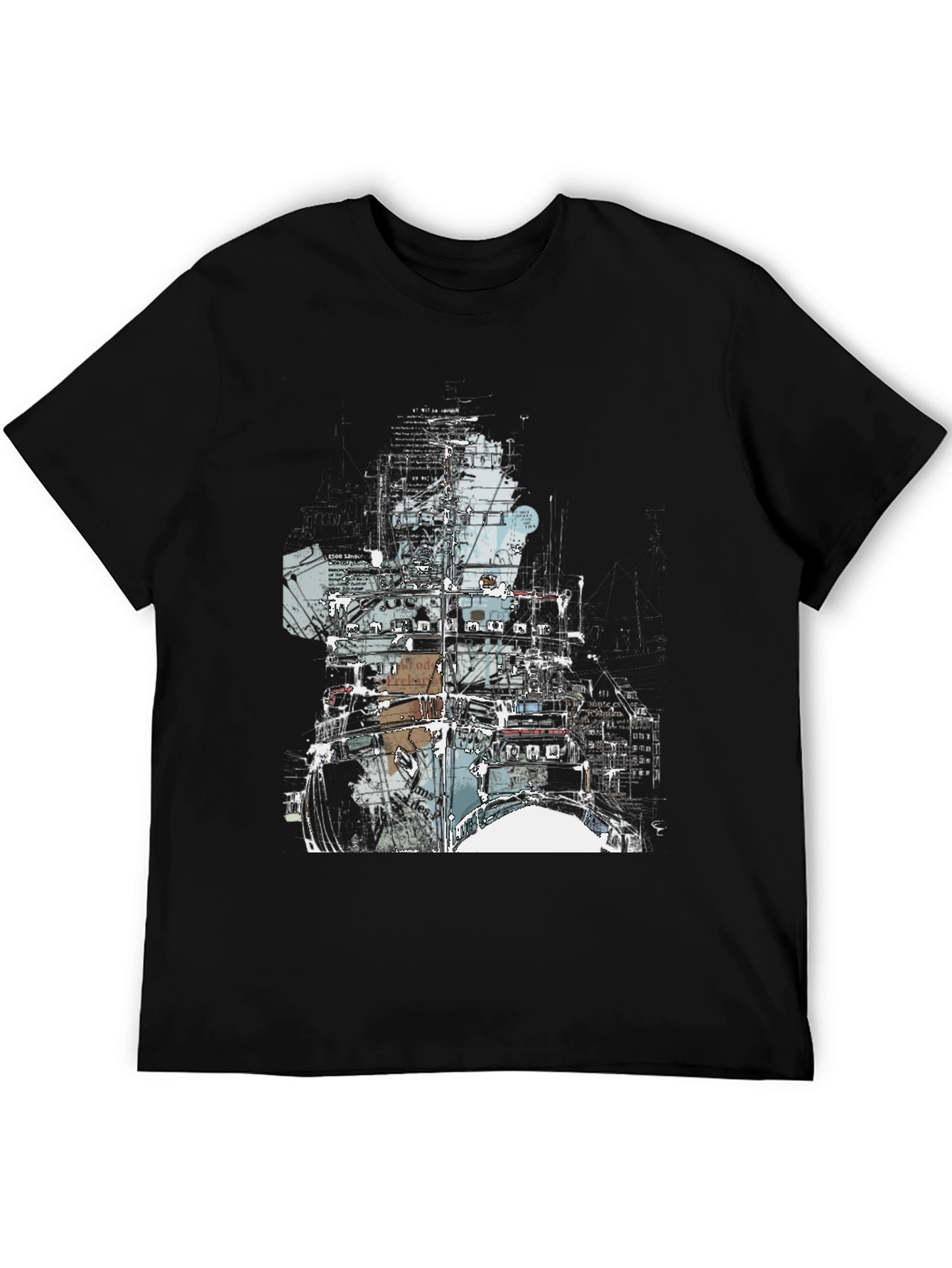 Black Abstract Drums Graphic T-Shirt - Modern Music Tee view 5