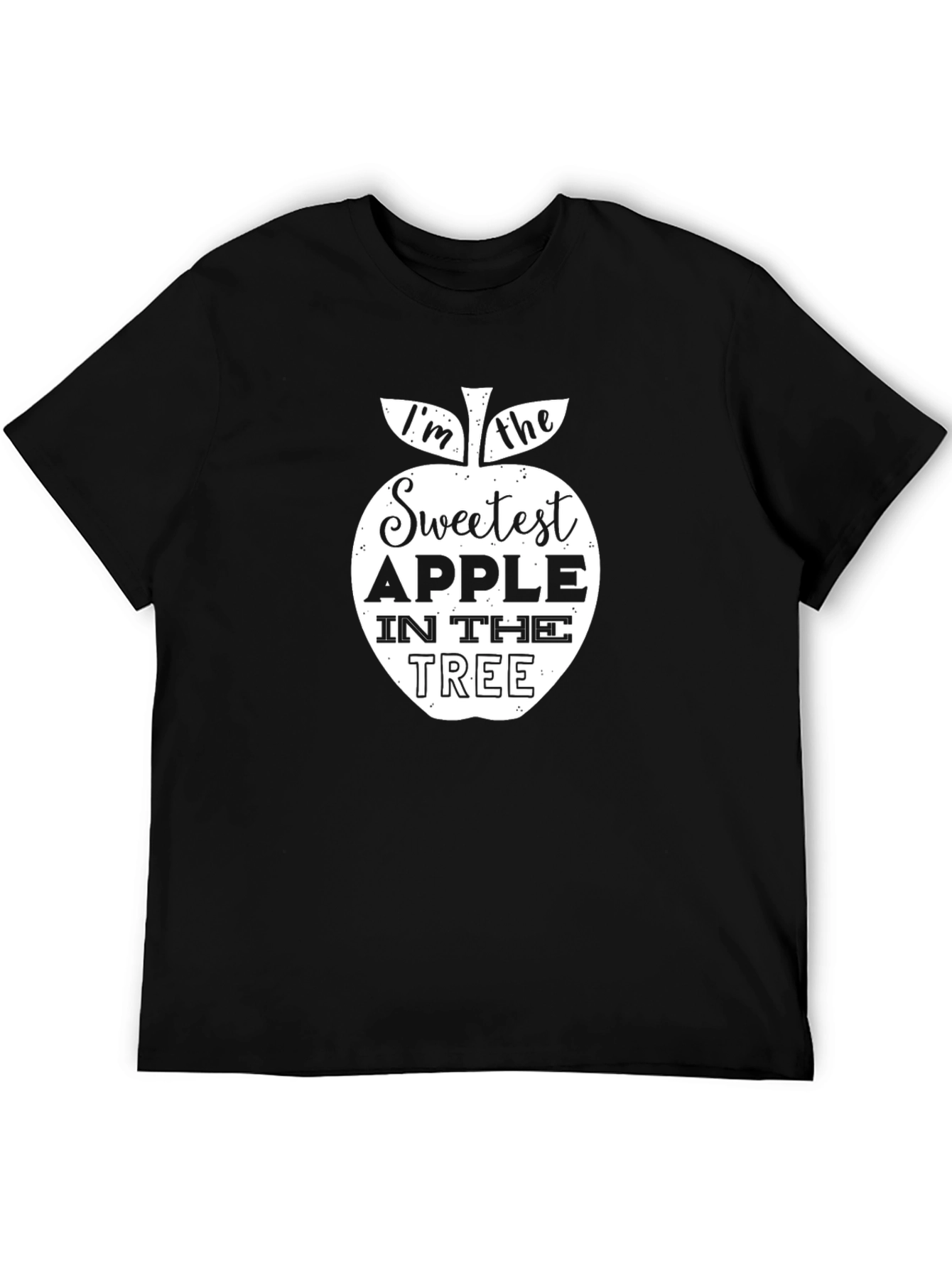 Black Sweetest Apple T-Shirt, Black Cotton Tee view 5