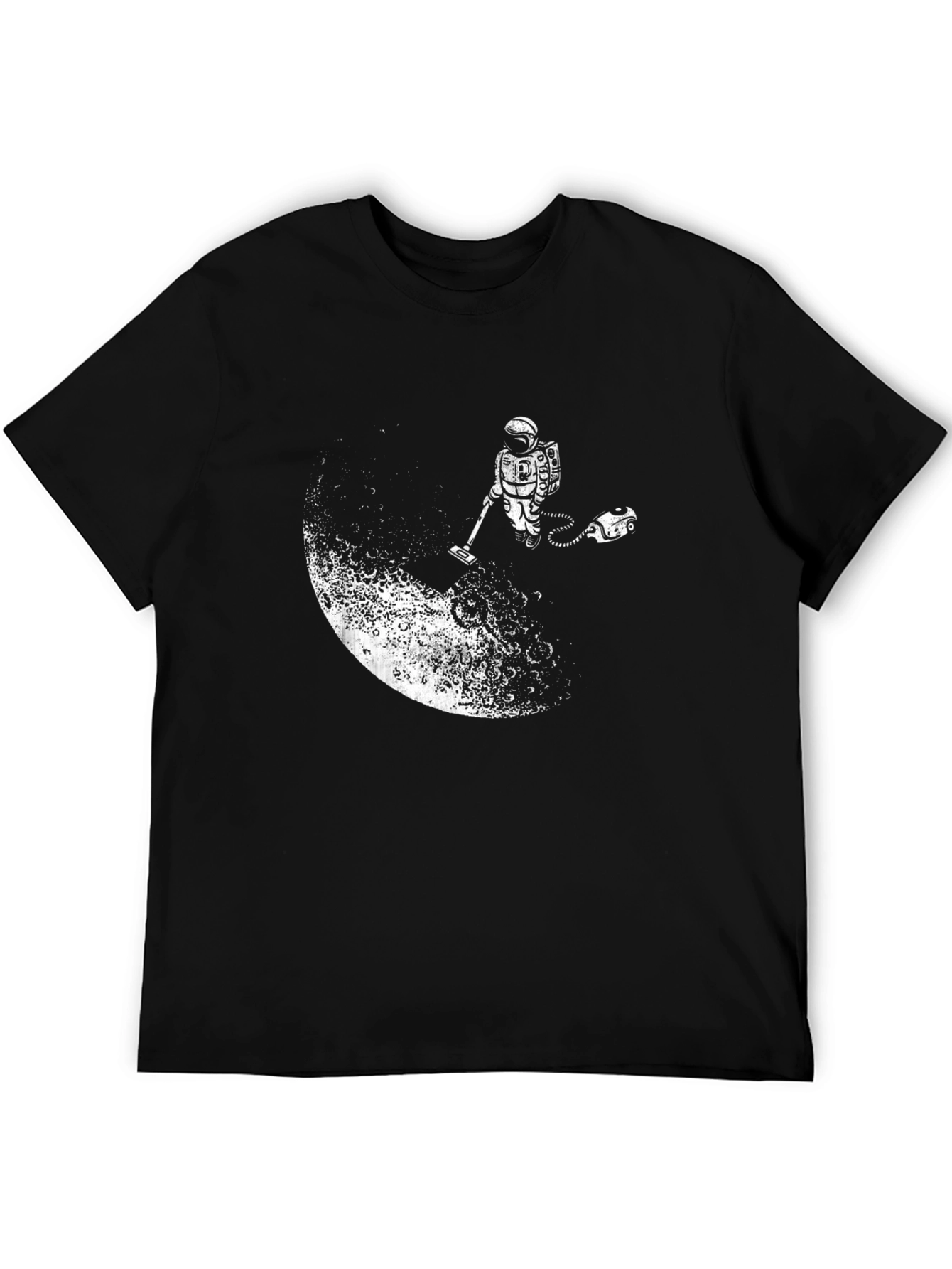 Black Astronaut Vacuuming the Moon Black T-Shirt view 5