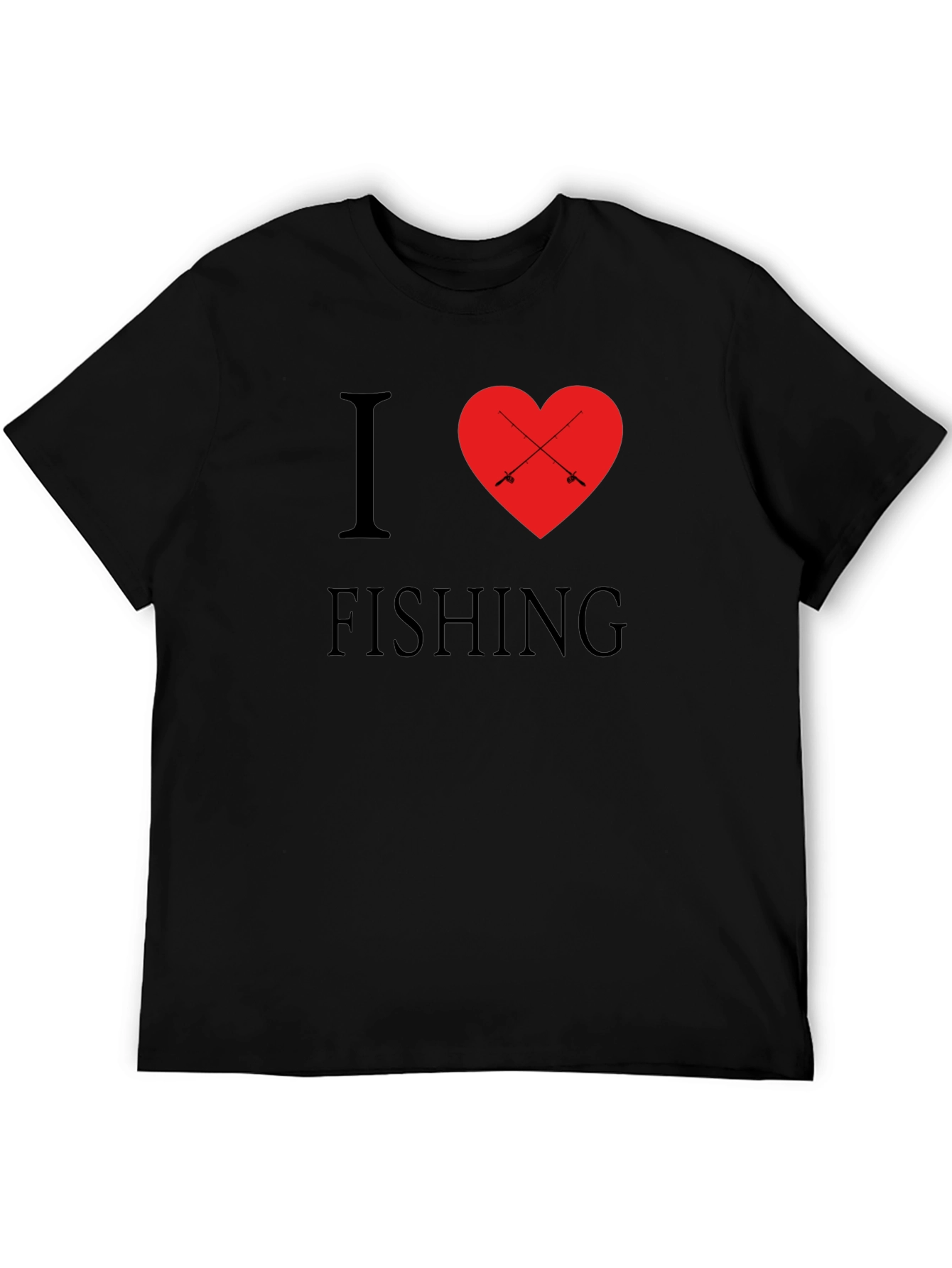 Black I Love Fishing T-Shirt - Black, Crew Neck, Graphic Tee view 5
