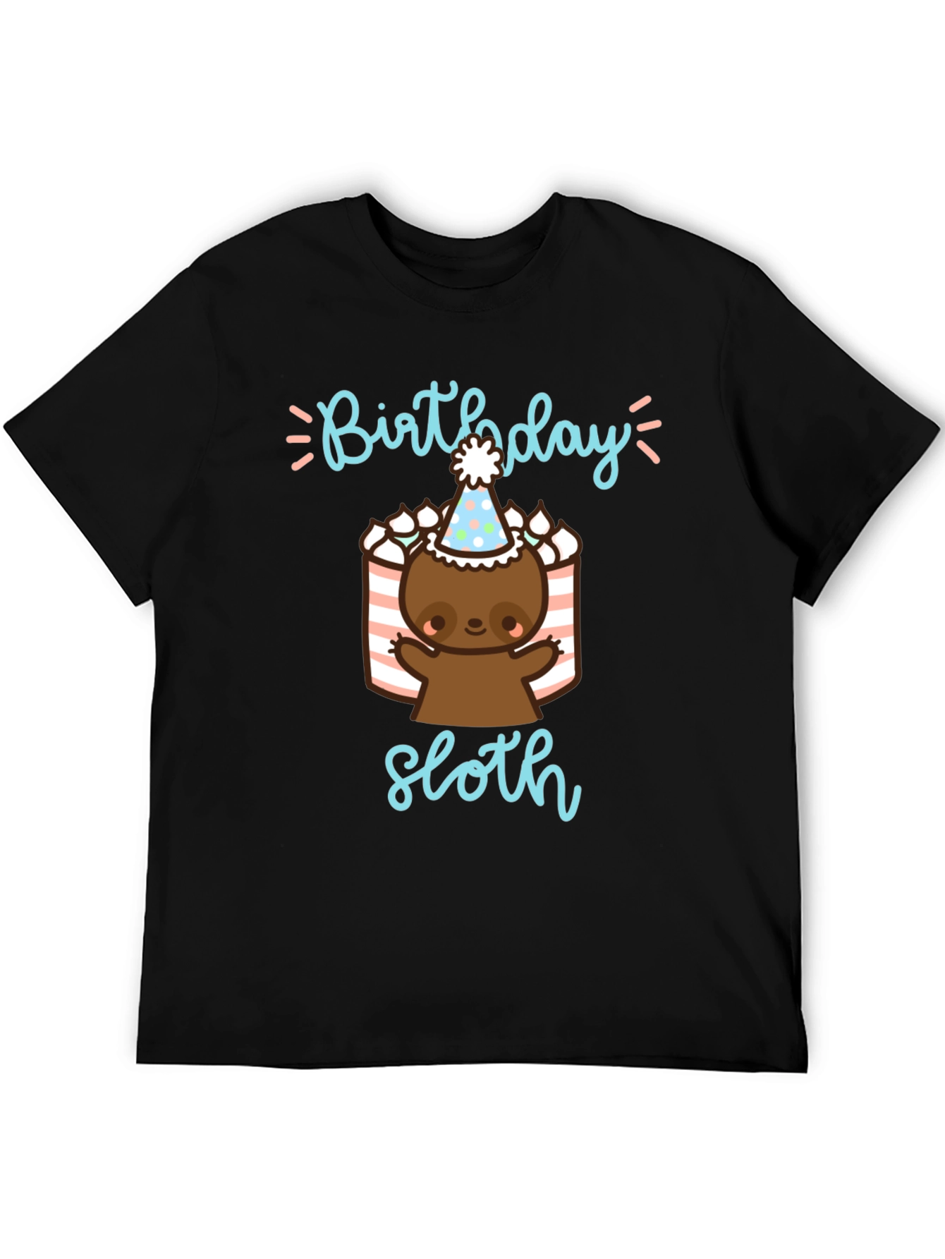Black Birthday Sloth T-Shirt view 5