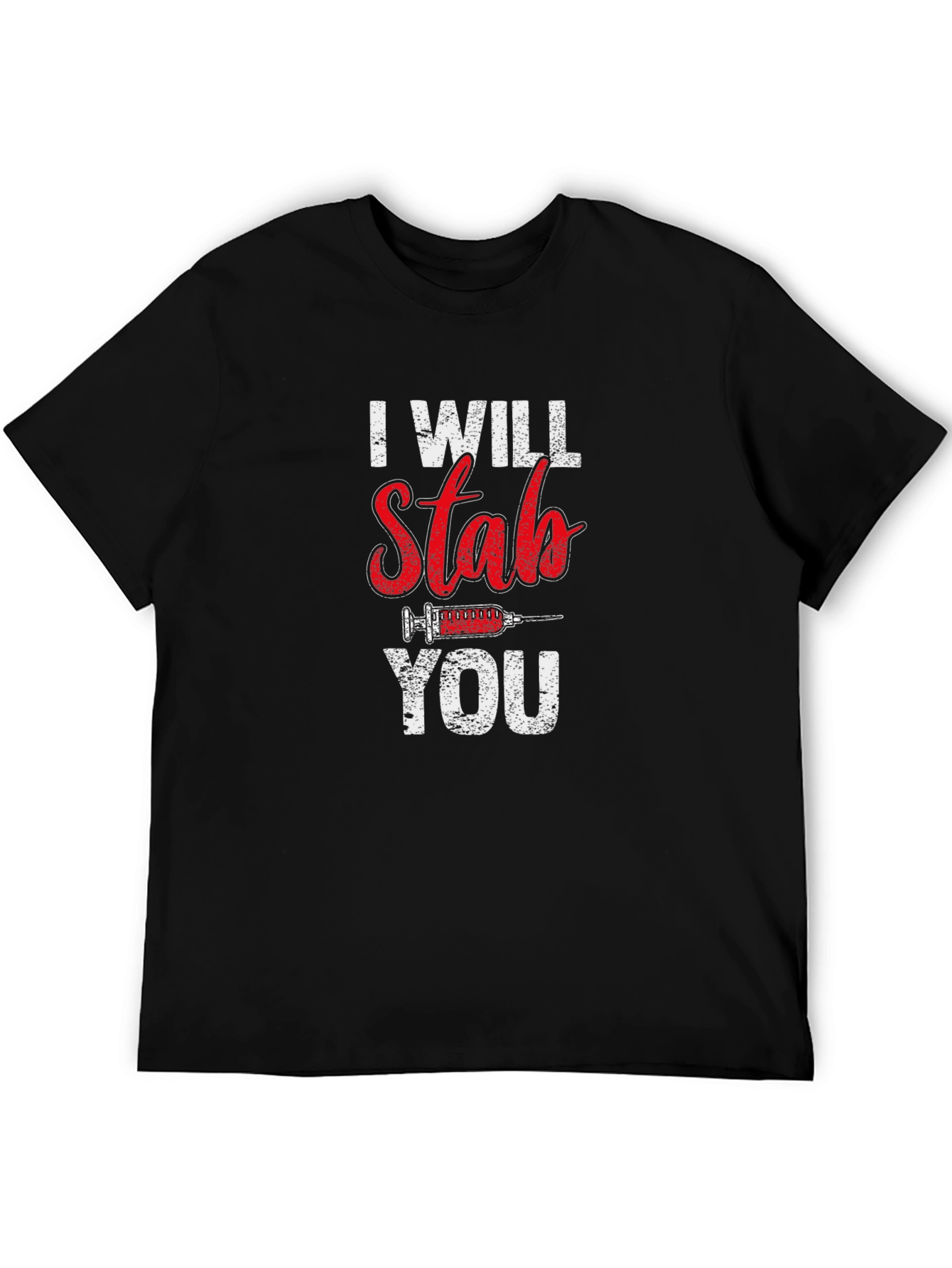 Black I Will Stab You Funny Nurse T-Shirt view 5