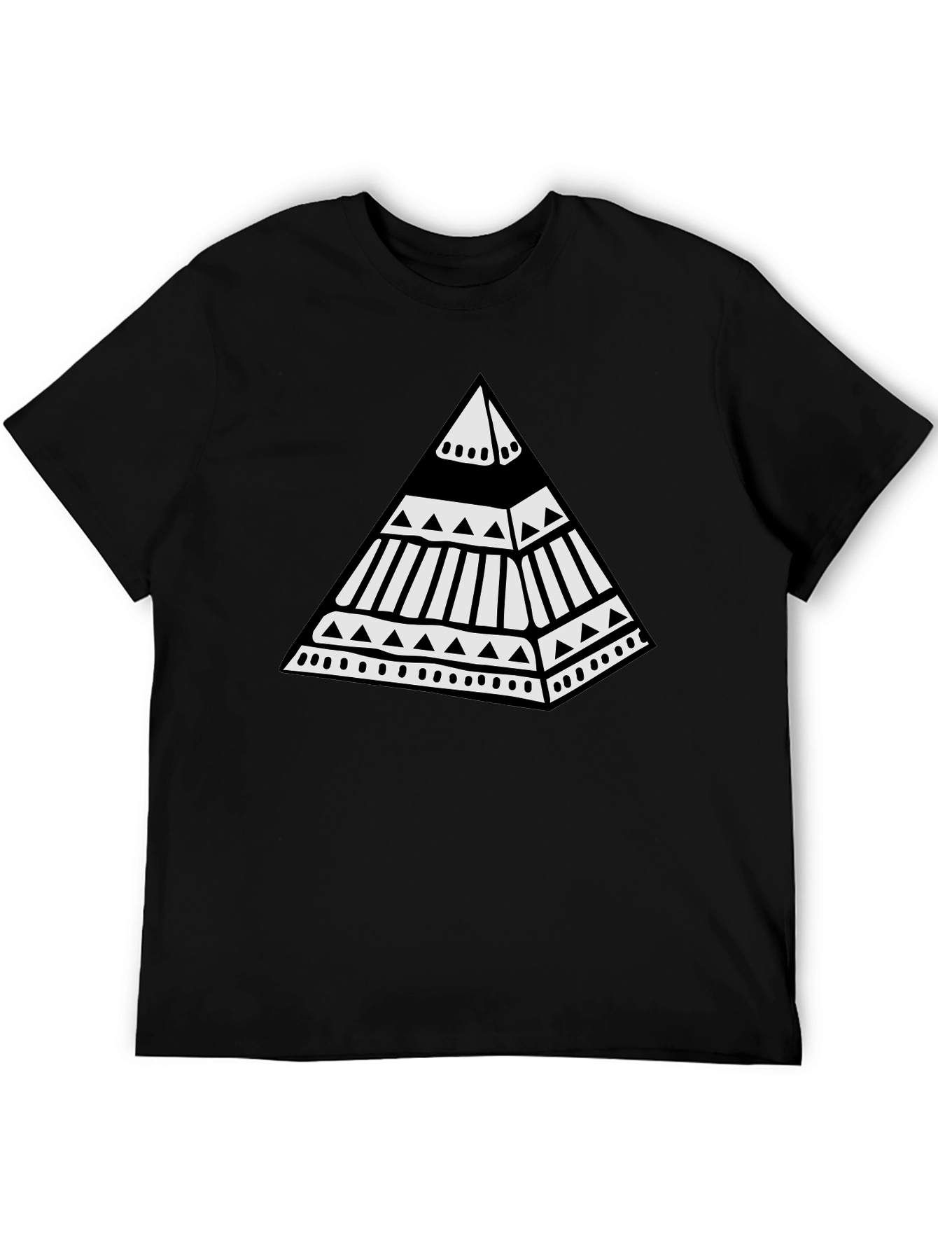 Black Tribal Pyramid Graphic Tee - Unique Black T-Shirt view 5