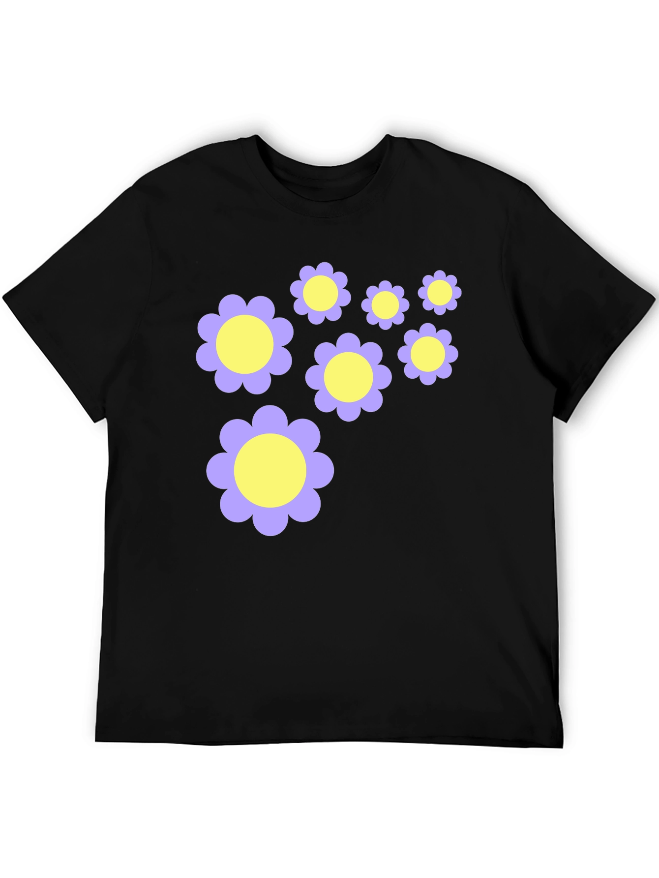 Black Floral Pattern Black T-Shirt view 5