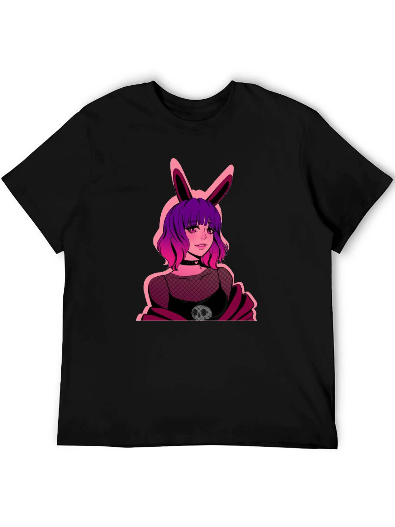 Black Goth Anime Bunny Girl Graphic Tee view 5