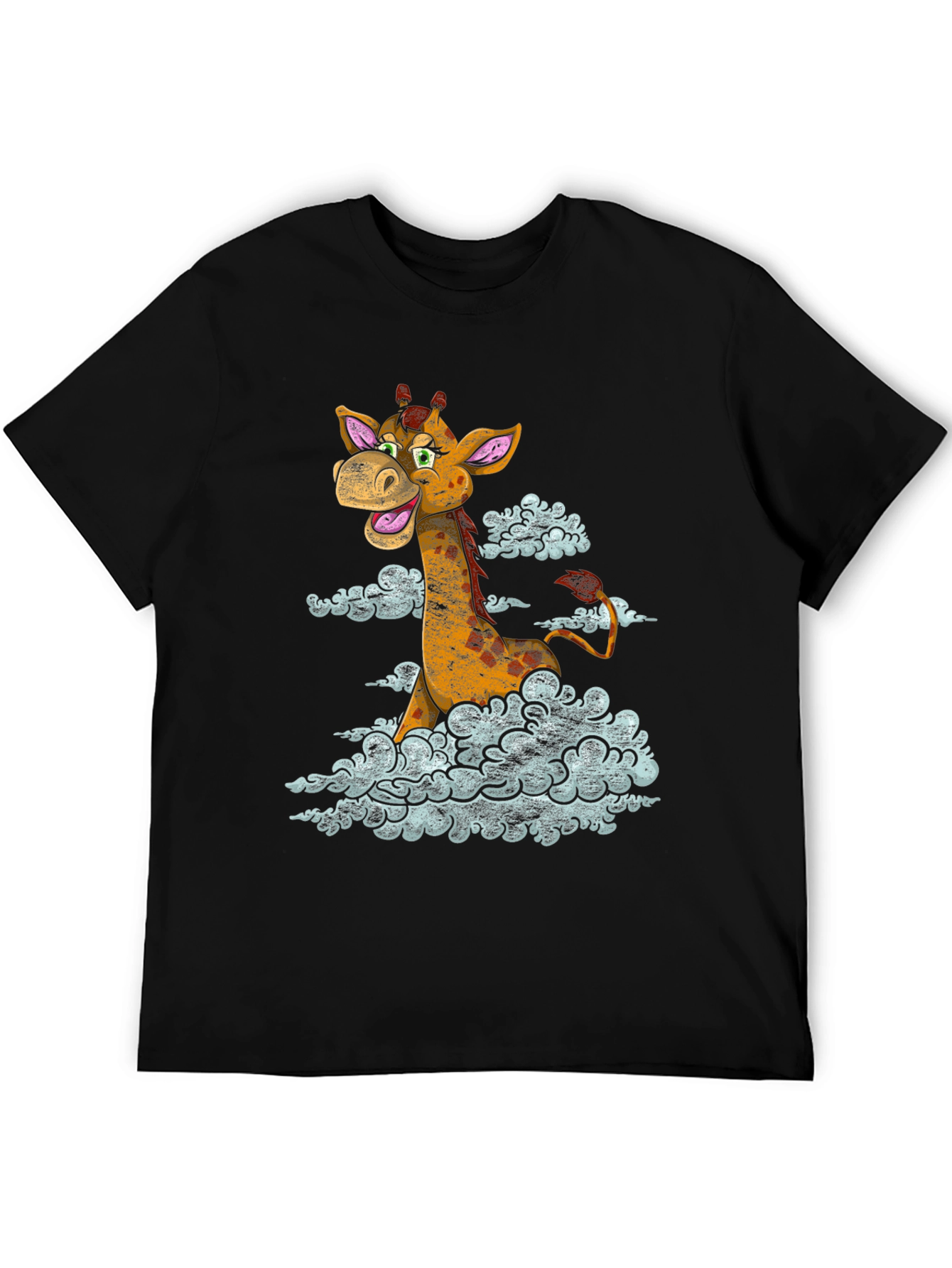 Black Giraffe in Clouds Graphic T-Shirt view 5