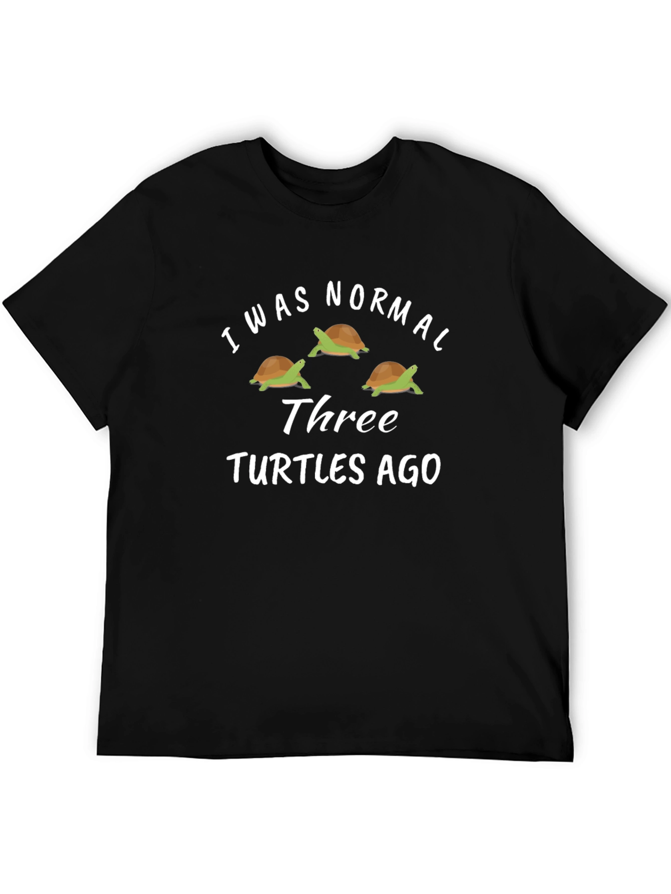 Black Funny Turtle Graphic T-Shirt - I Was Normal Three Turtles Ago view 5