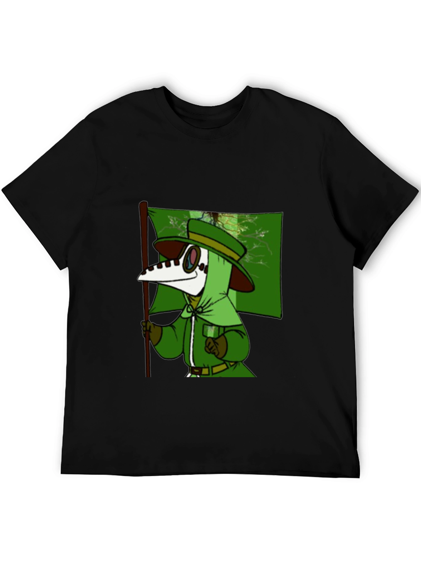 Black Plague Doctor Cartoon T-Shirt - Unique Graphic Tee view 5