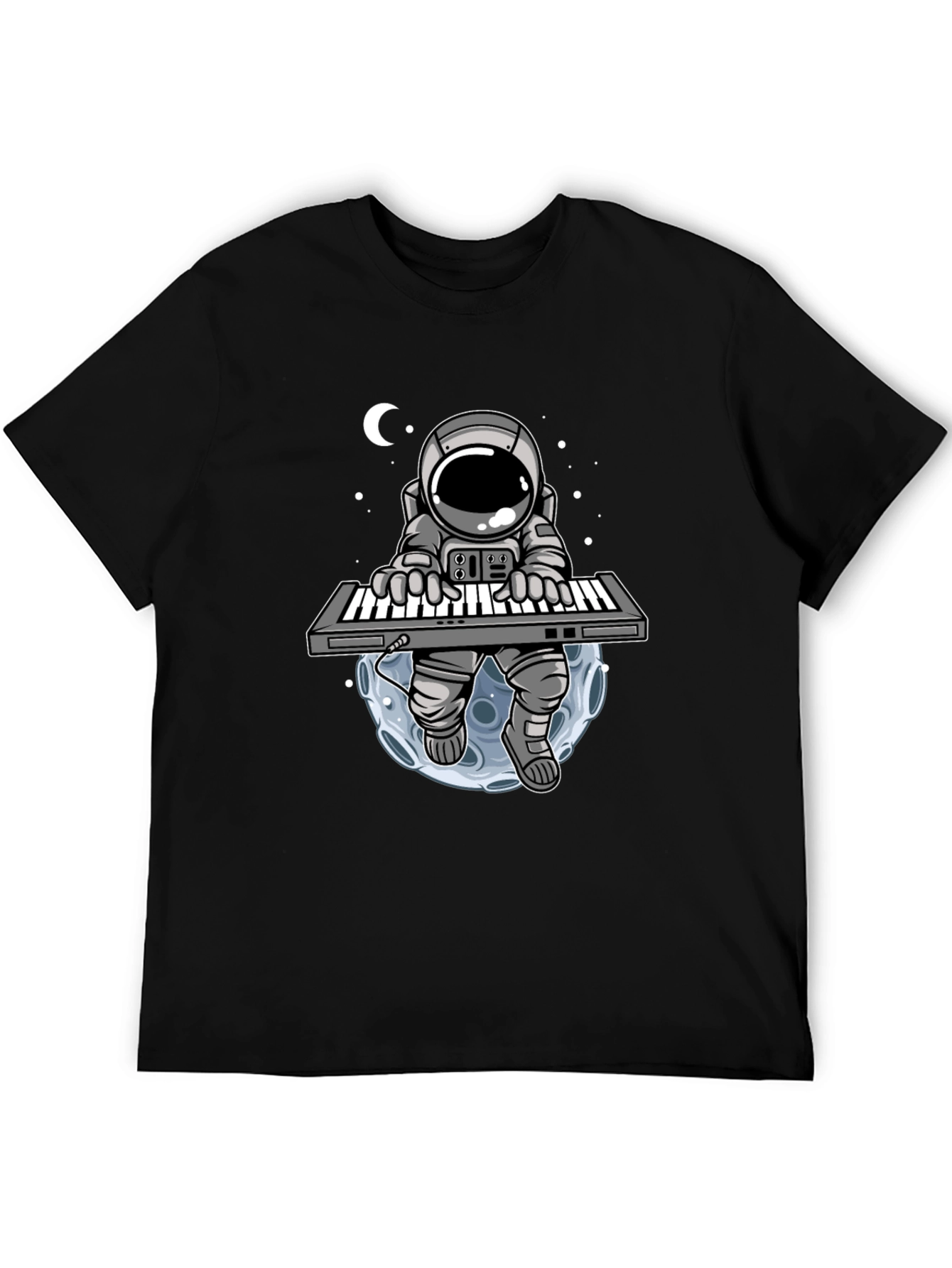 Black Astronaut Keyboardist Graphic T-Shirt view 5