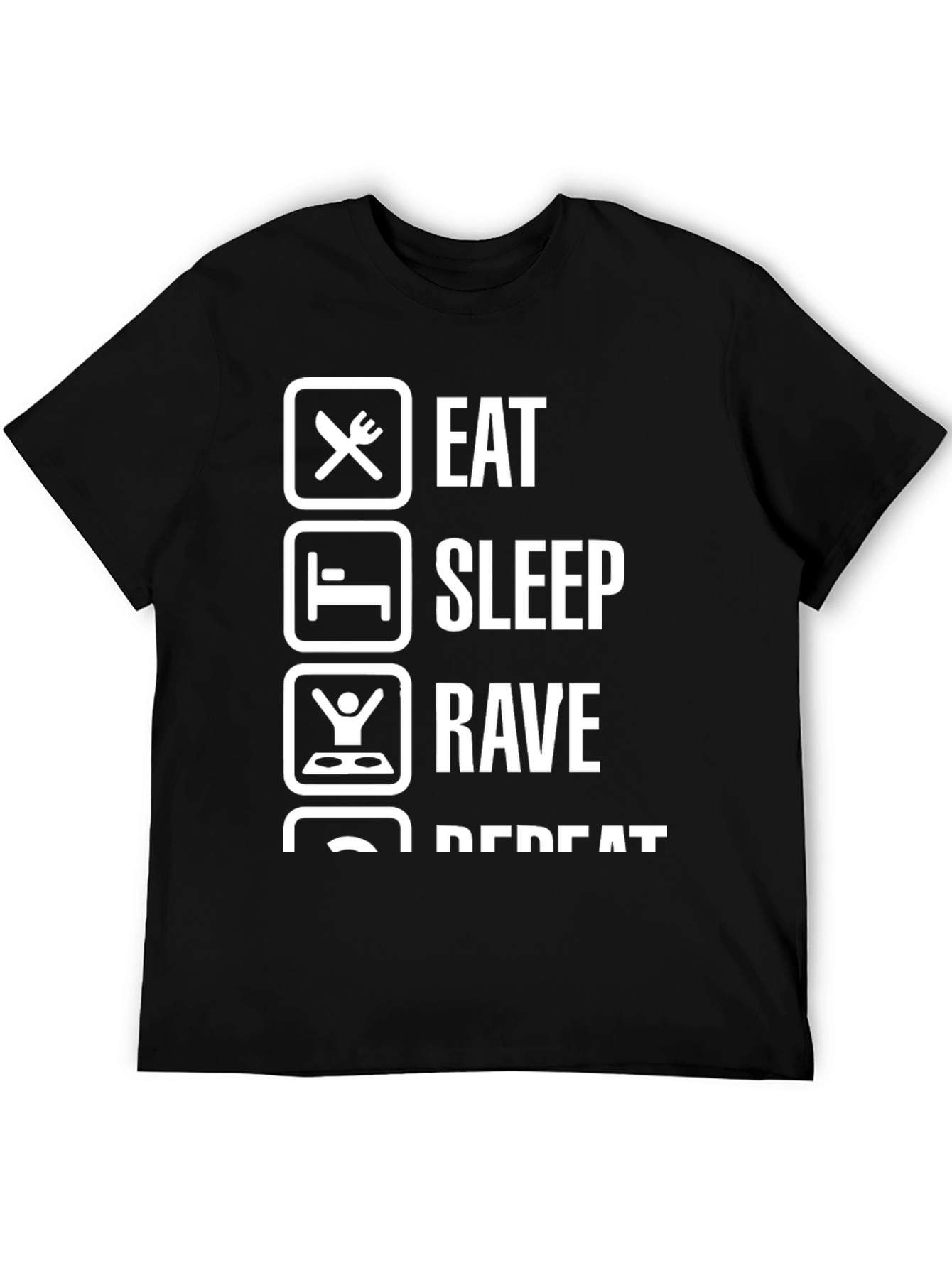 Black Eat Sleep Rave Repeat Graphic Tee view 5