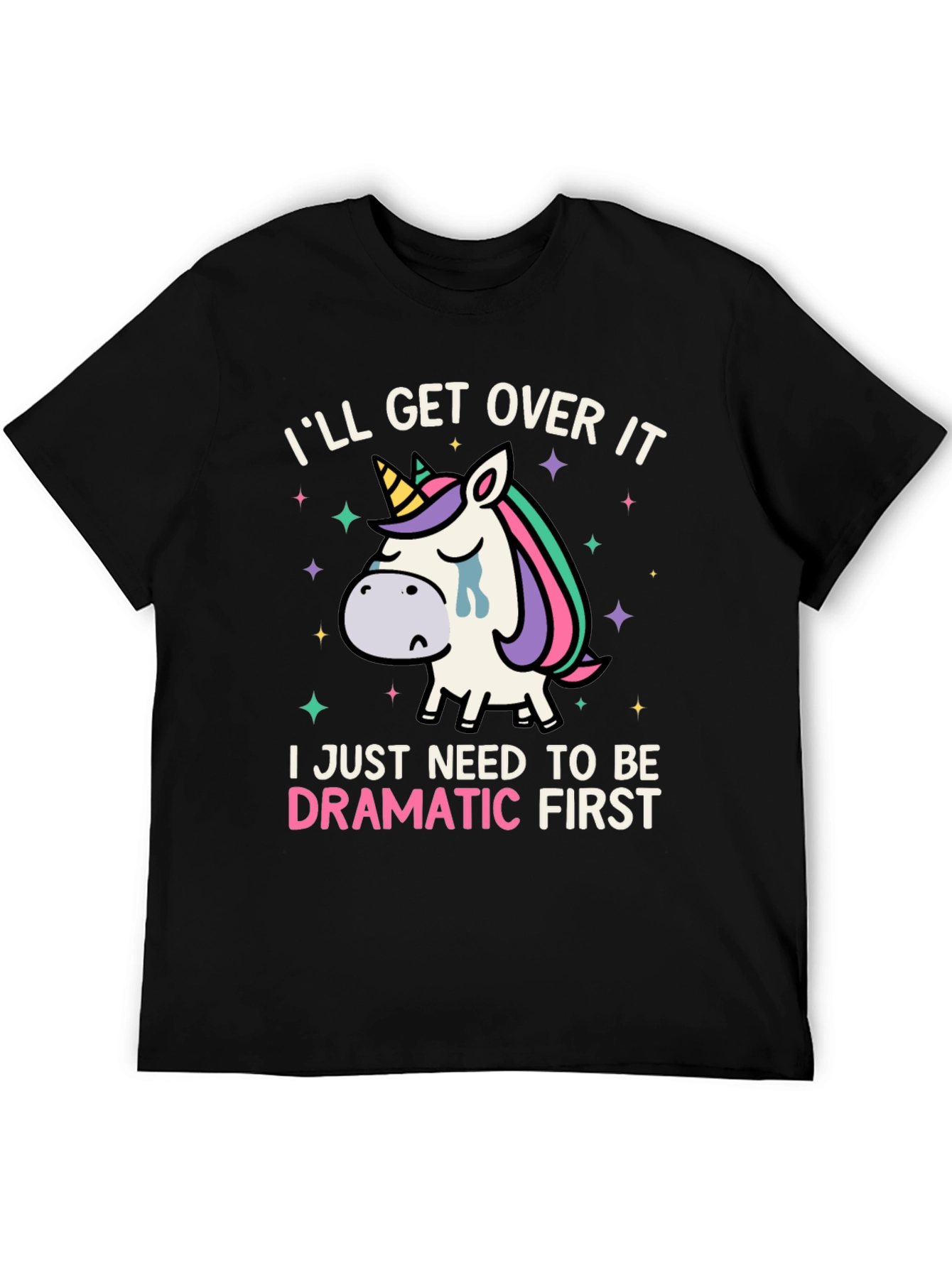 Black Dramatic Unicorn T-Shirt - Funny Graphic Tee view 5