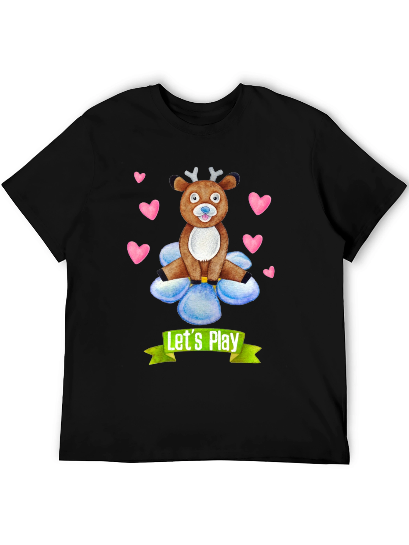 Black Let's Play Reindeer Graphic Tee view 5