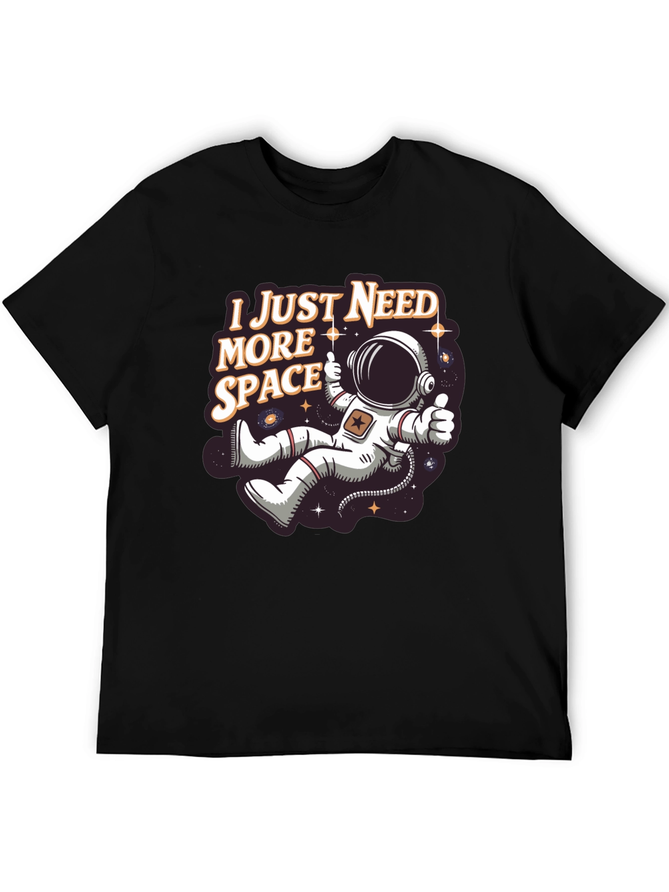 Black I Just Need More Space T-Shirt - Astronaut Design view 5