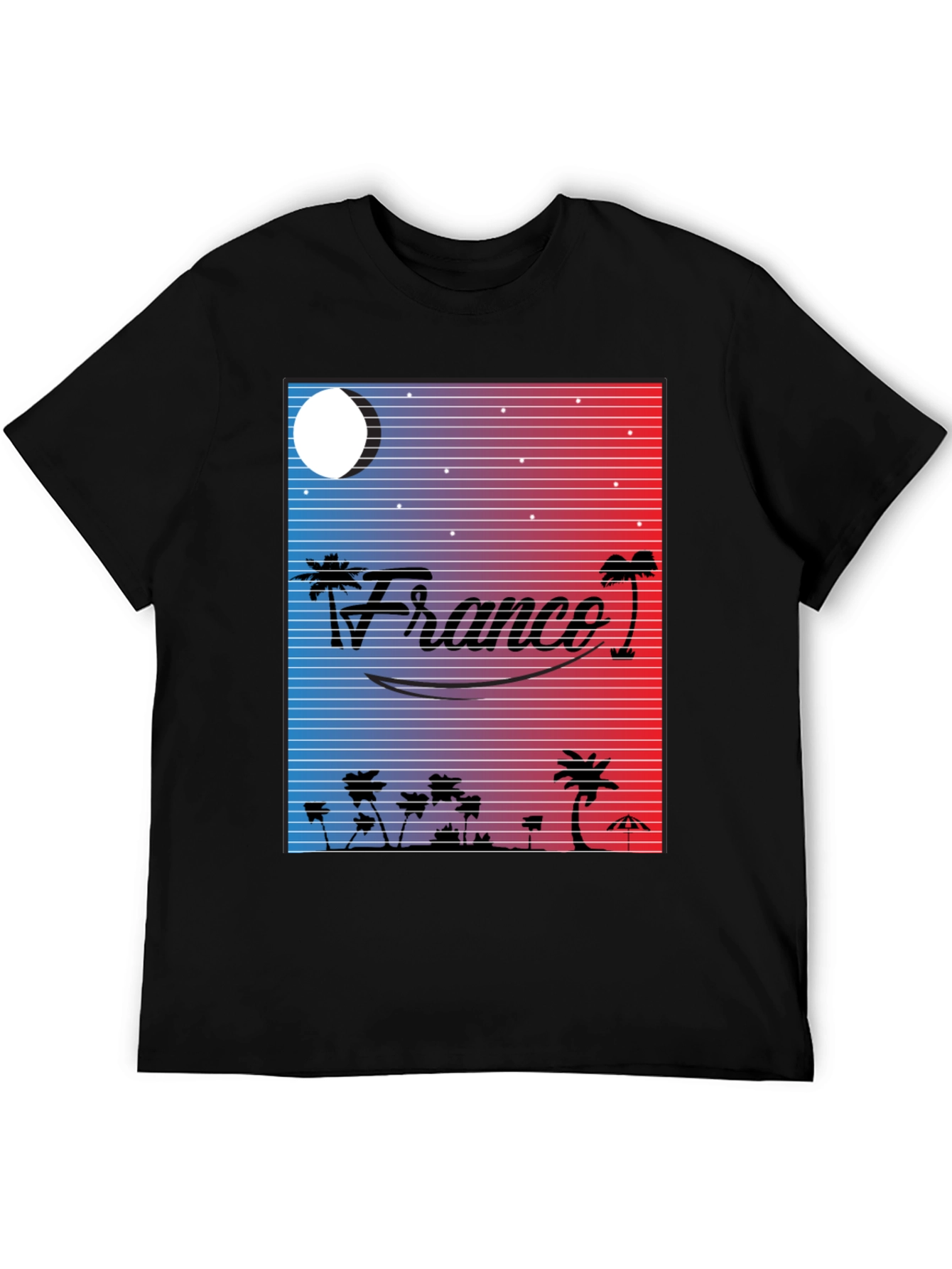 Black France Retro Graphic T-Shirt - Black view 5