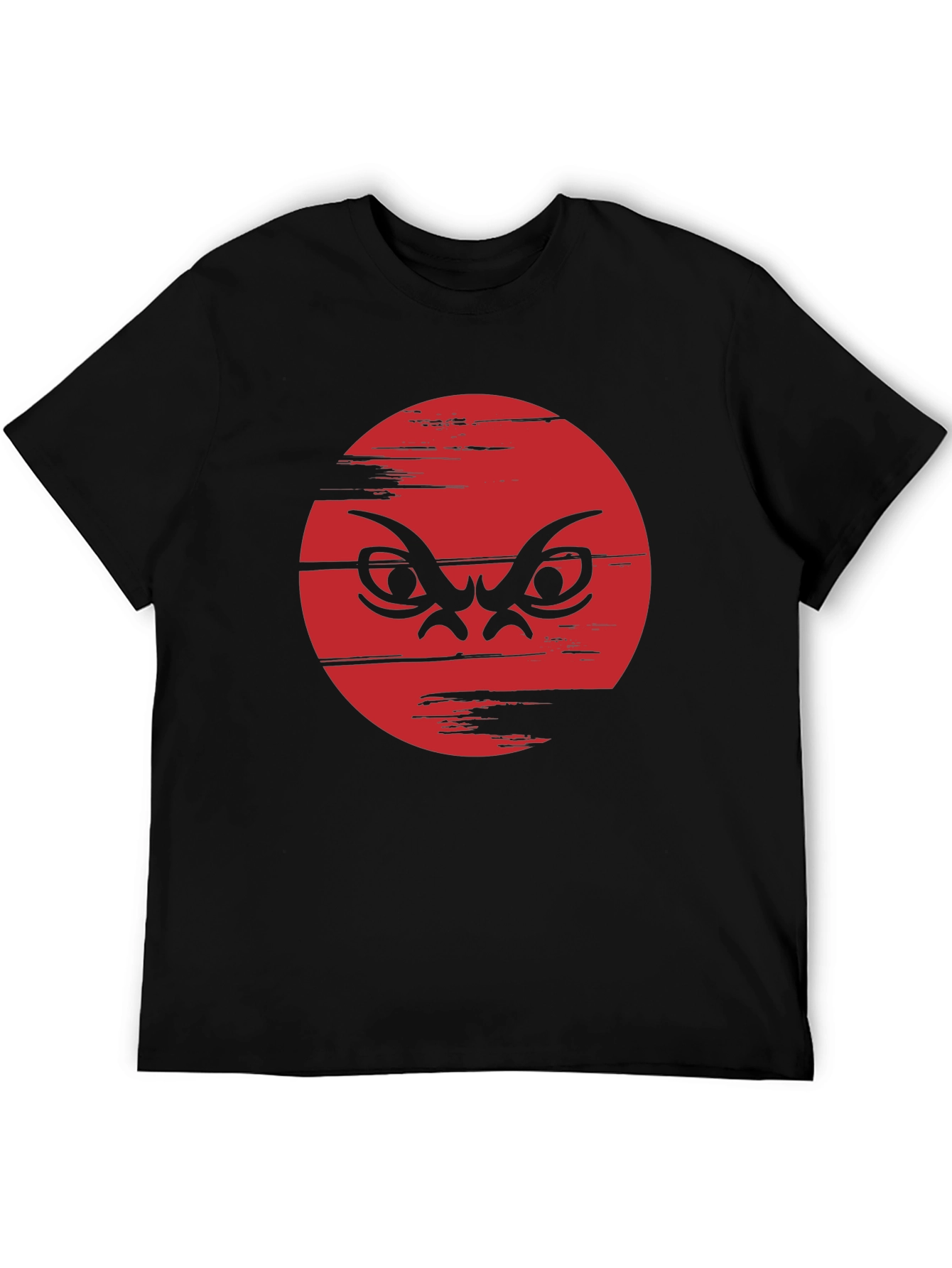 Black Red Angry Face Graphic Black Tee view 5