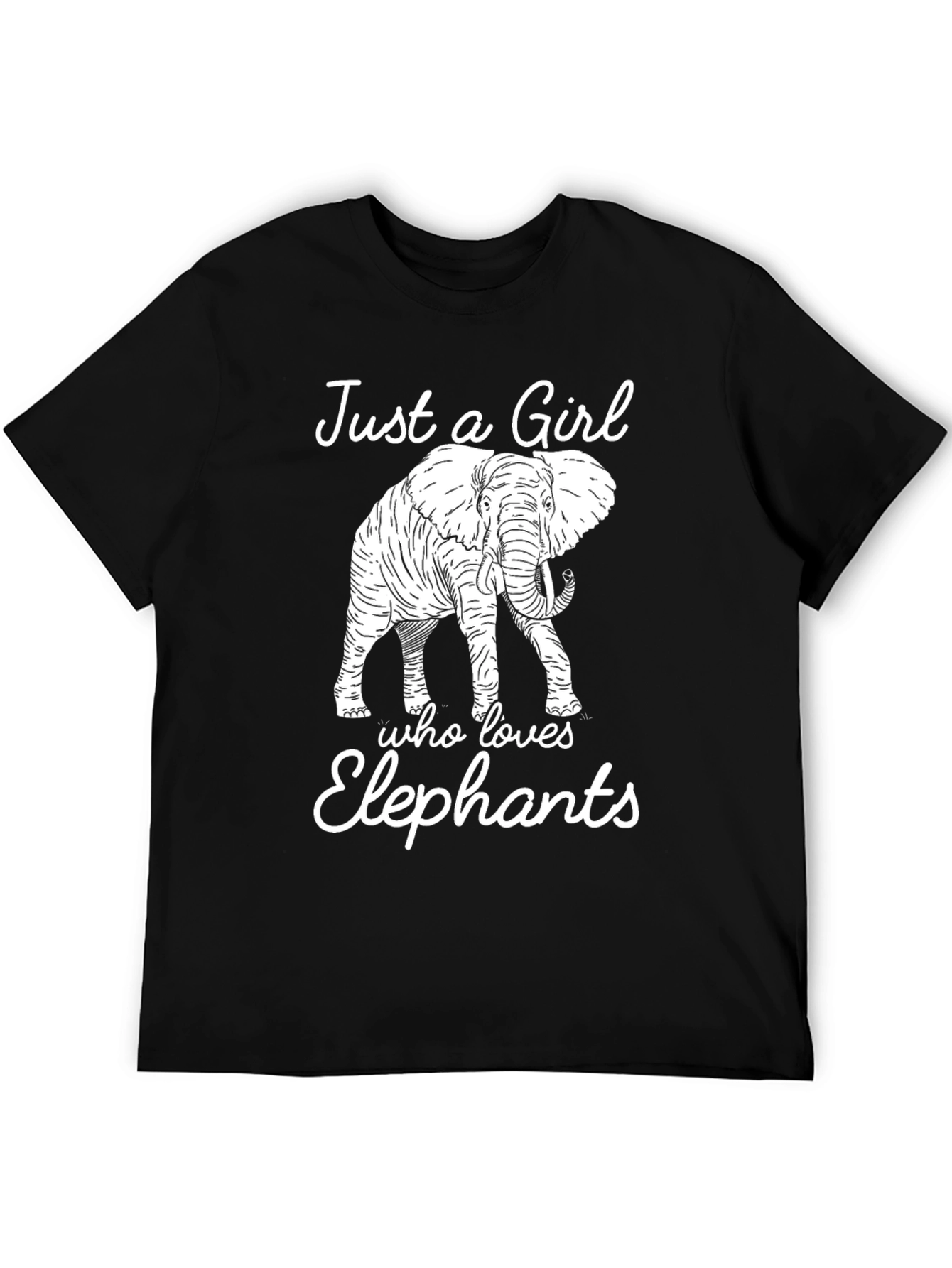 Black Just a Girl Who Loves Elephants T-Shirt view 5
