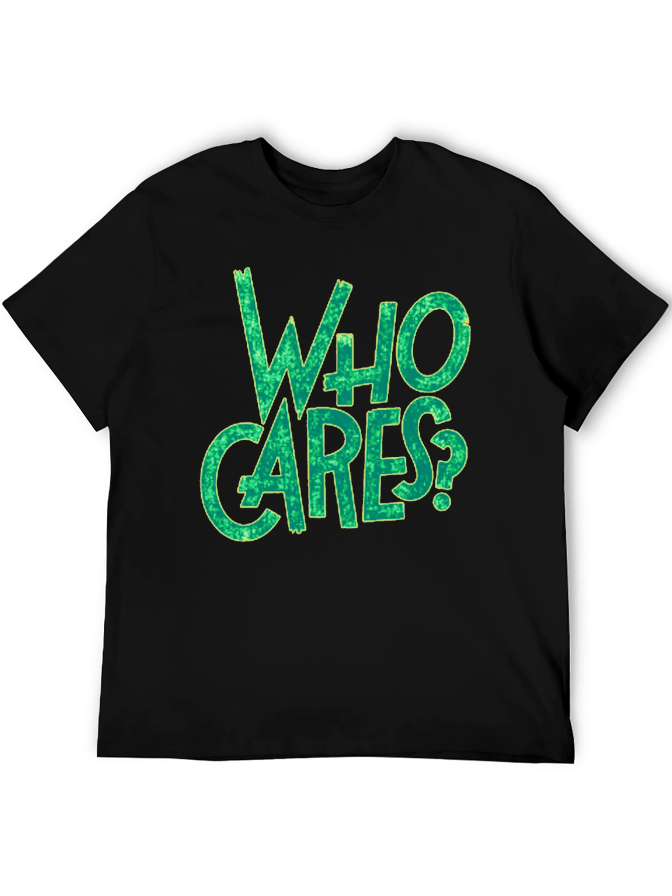 Black Who Cares? Graphic Print Black T-Shirt view 5