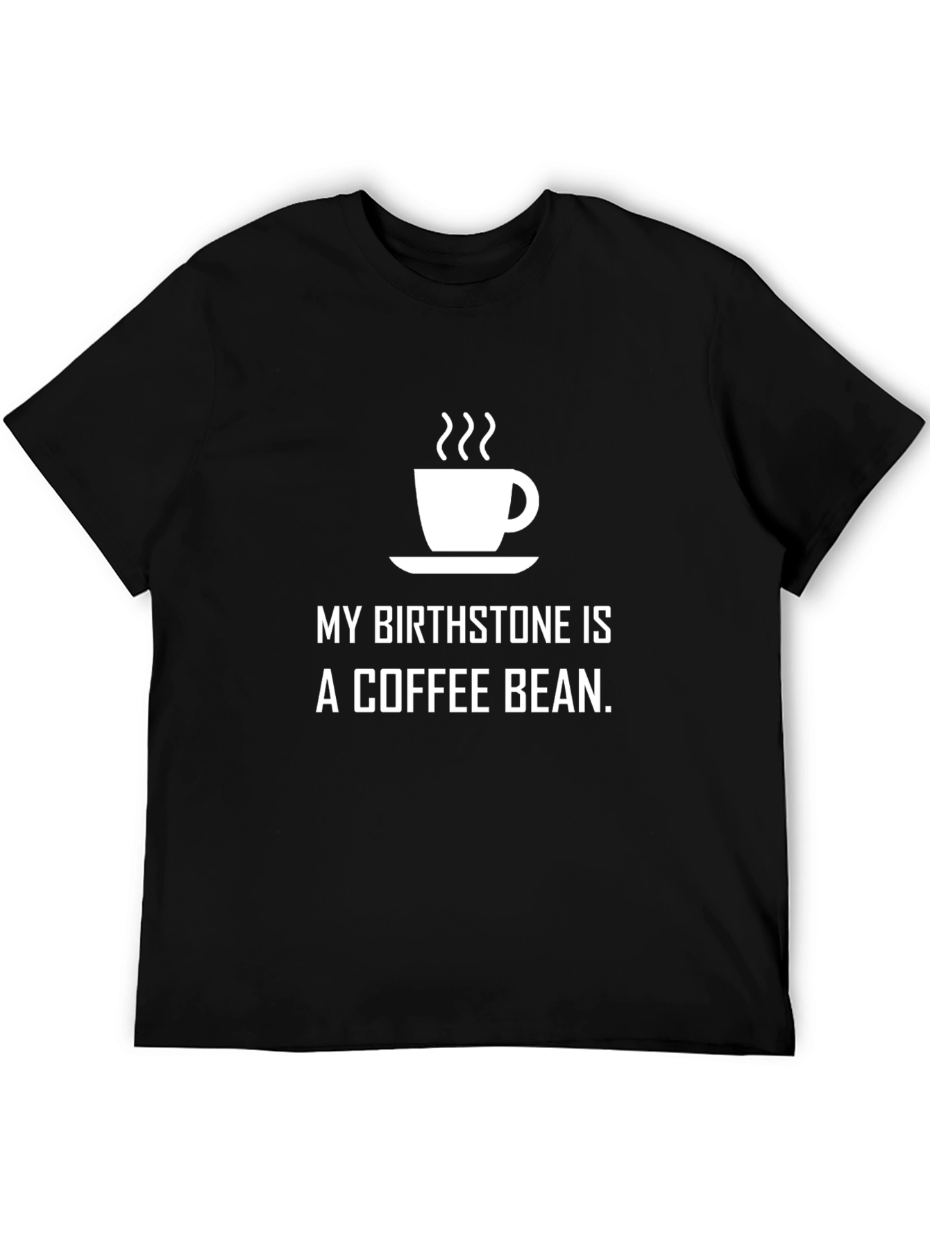 Black Coffee Bean Birthstone T-Shirt - Black, Unisex view 5
