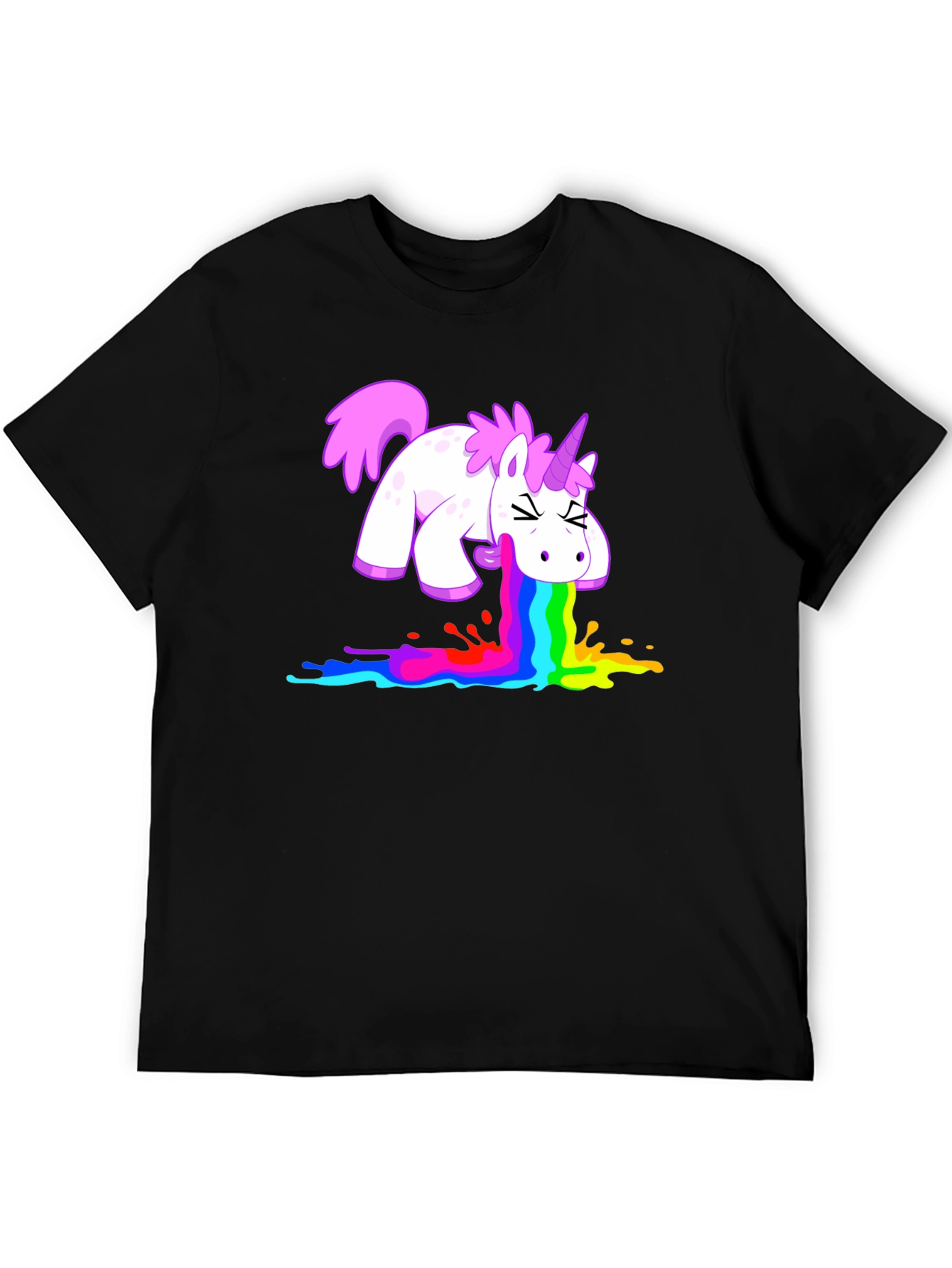 Black Unicorn Rainbow Vomit Graphic Tee view 5