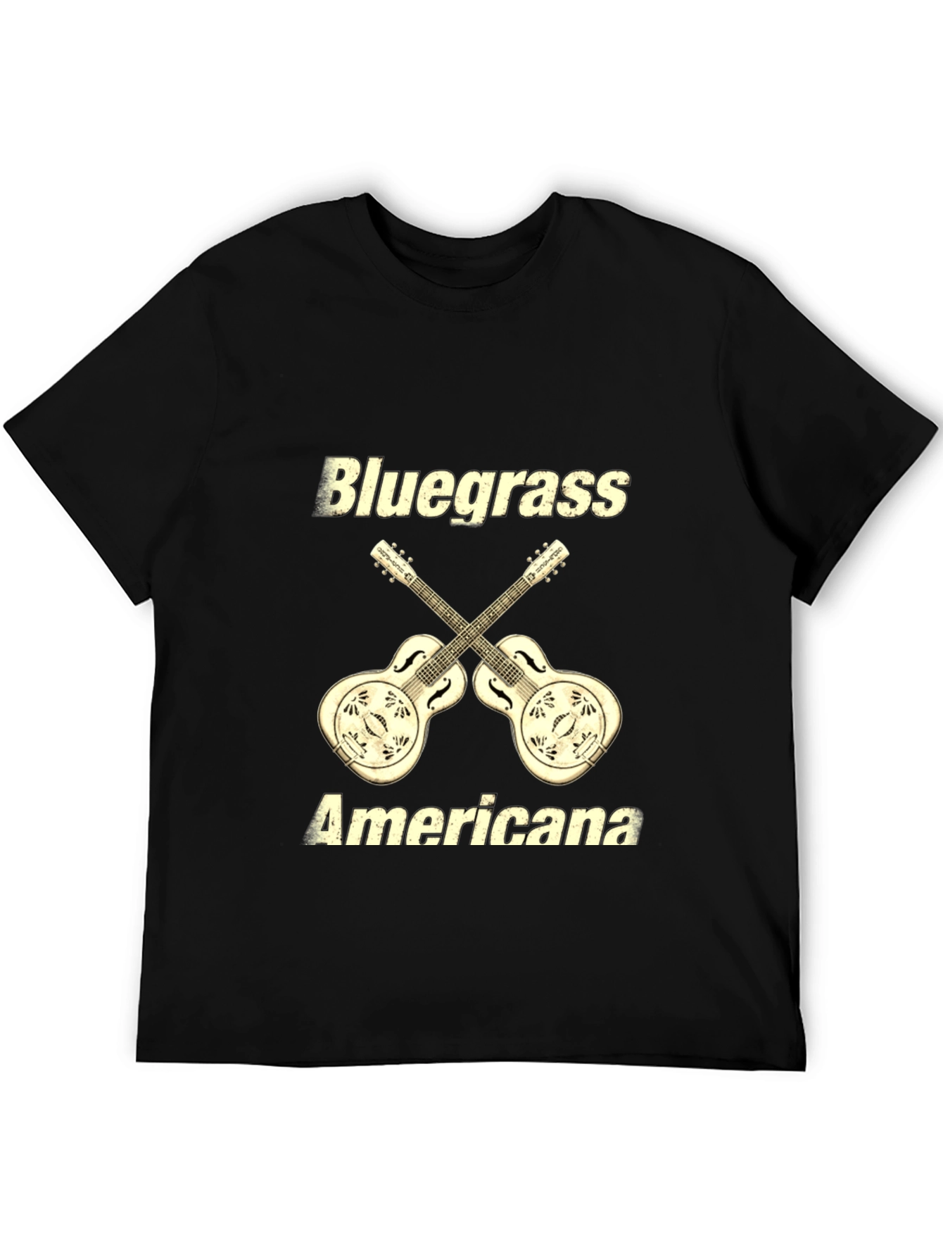 Black Bluegrass Americana Guitar Graphic T-Shirt view 5