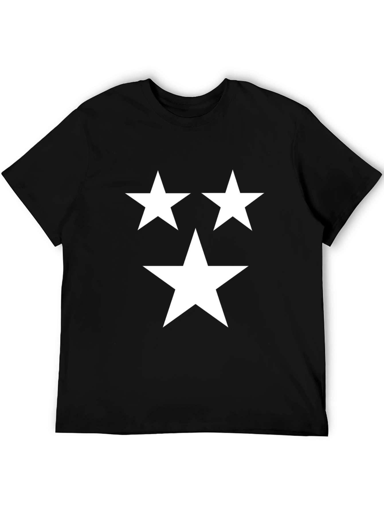 Black Black T-Shirt with Three White Stars view 5