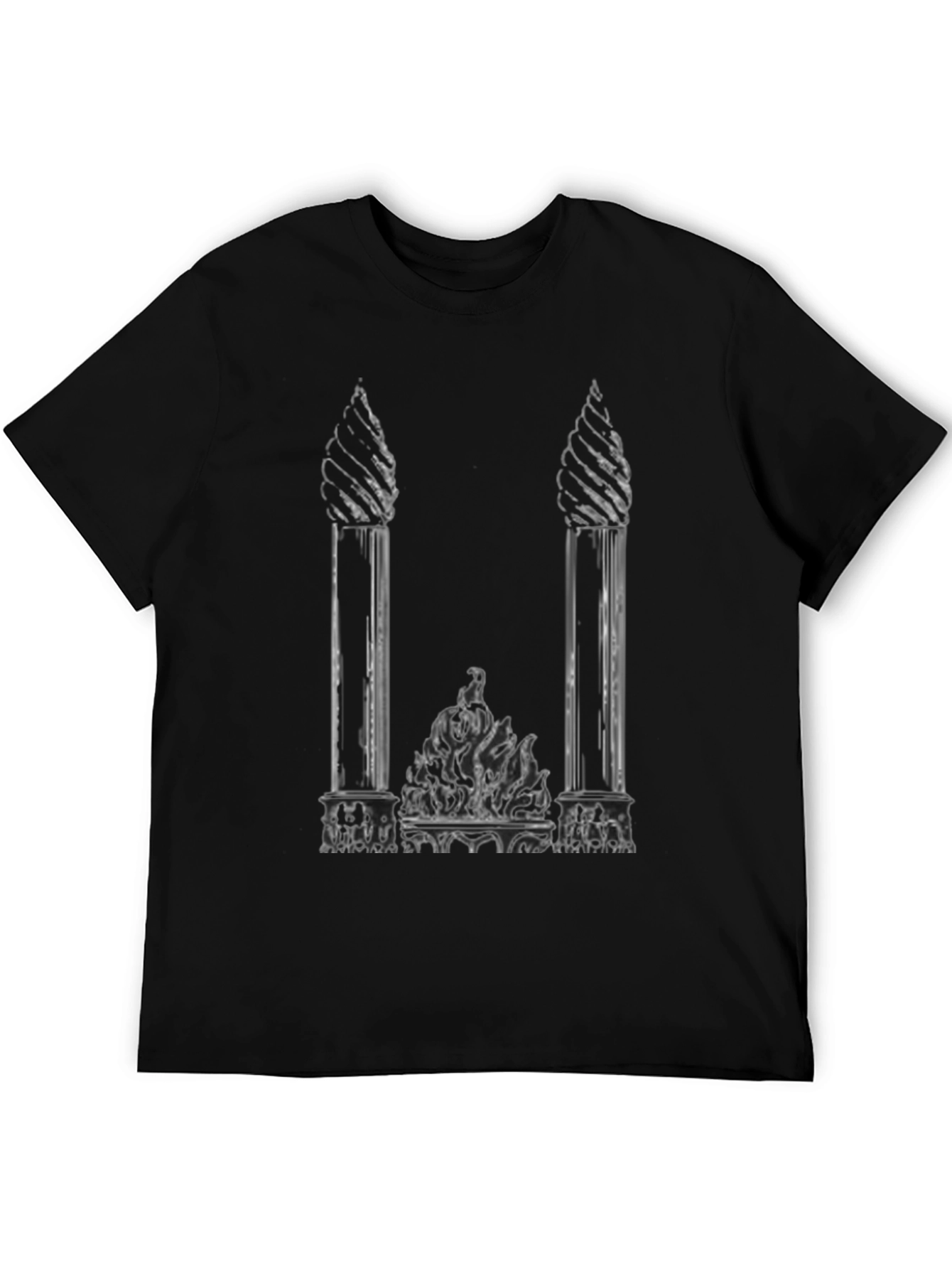Black Gothic Columns Black T-Shirt - Unique Graphic Tee view 5