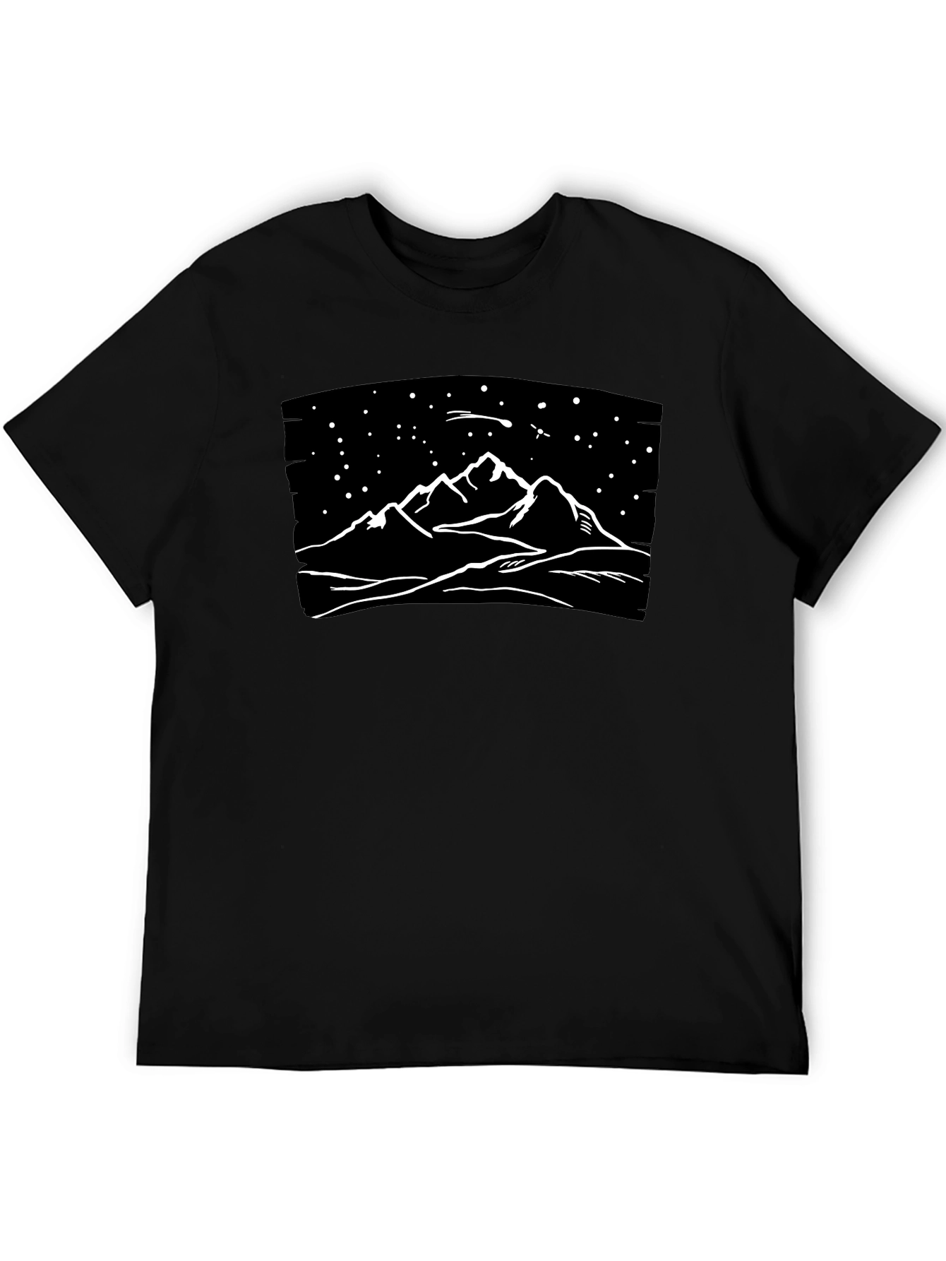 Black Mountainscape Graphic Tee - Black Cotton T-Shirt view 5