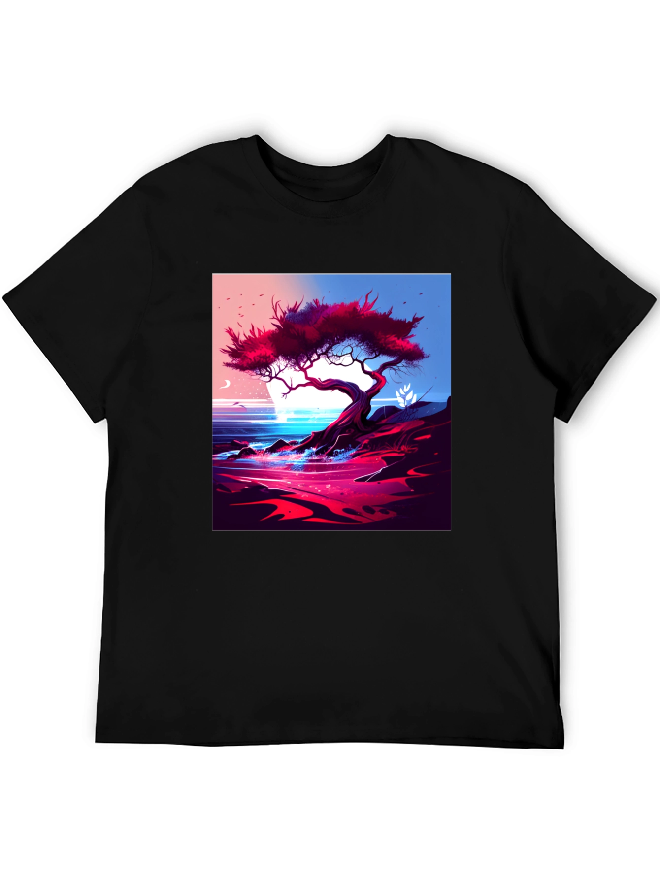 Black Tree on the Shoreline Graphic Tee view 5
