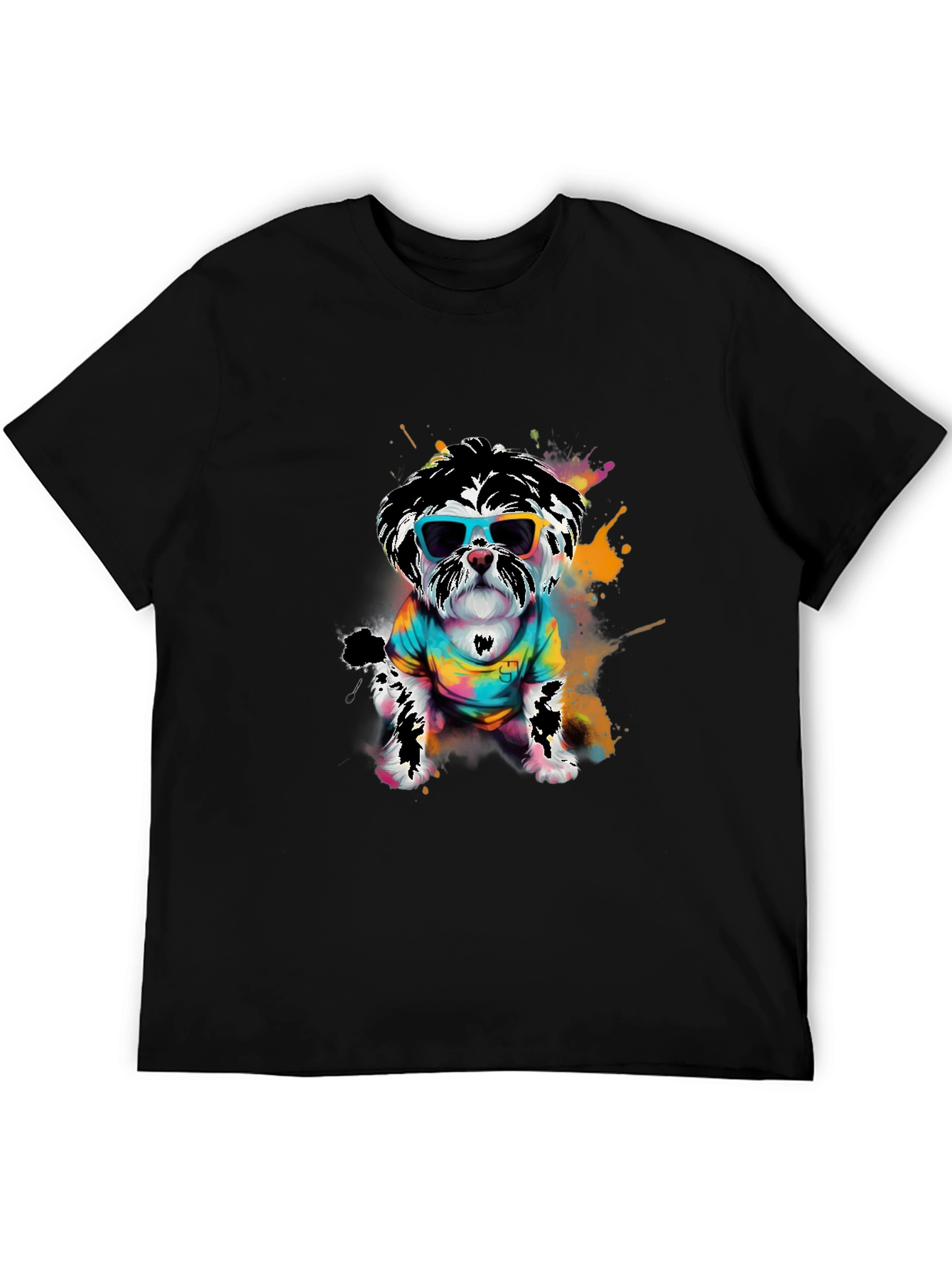 Black Cool Dog Graphic Tee - Funky Puppy Design view 5