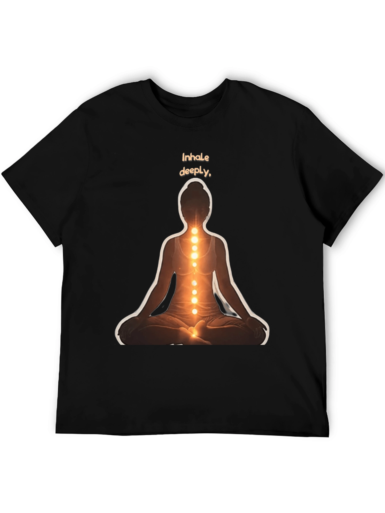 Black Inhale Deeply Meditation T-Shirt view 5