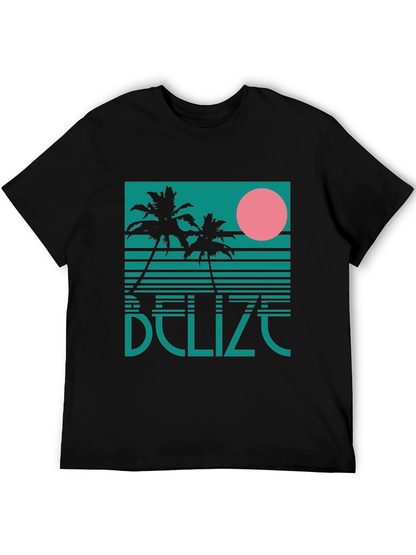 Black Belize Retro Palm Tree Graphic T-Shirt view 5