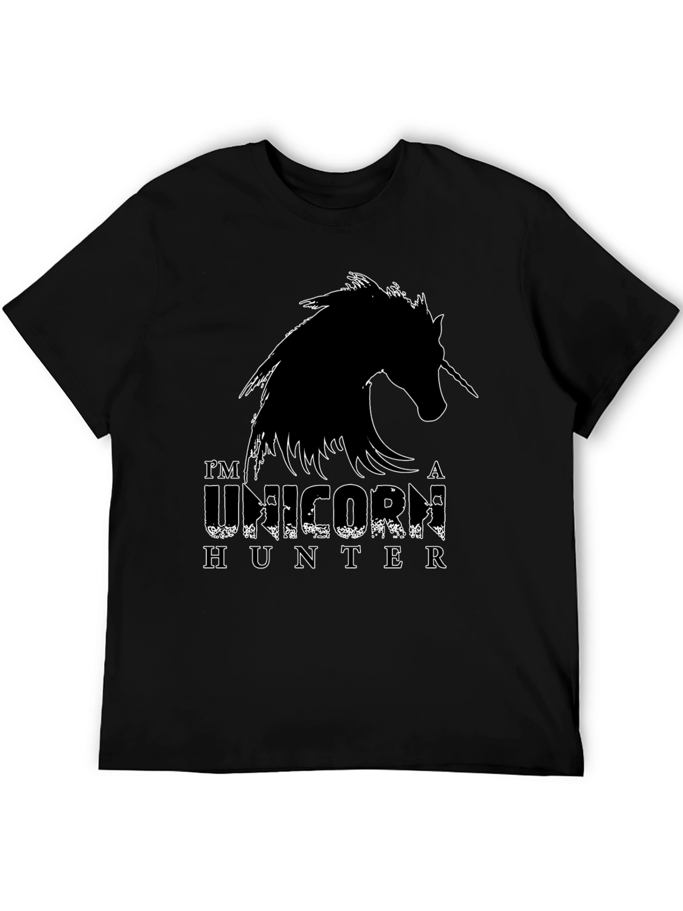 Black Unicorn Hunter Graphic Tee - Black Cotton Shirt view 5