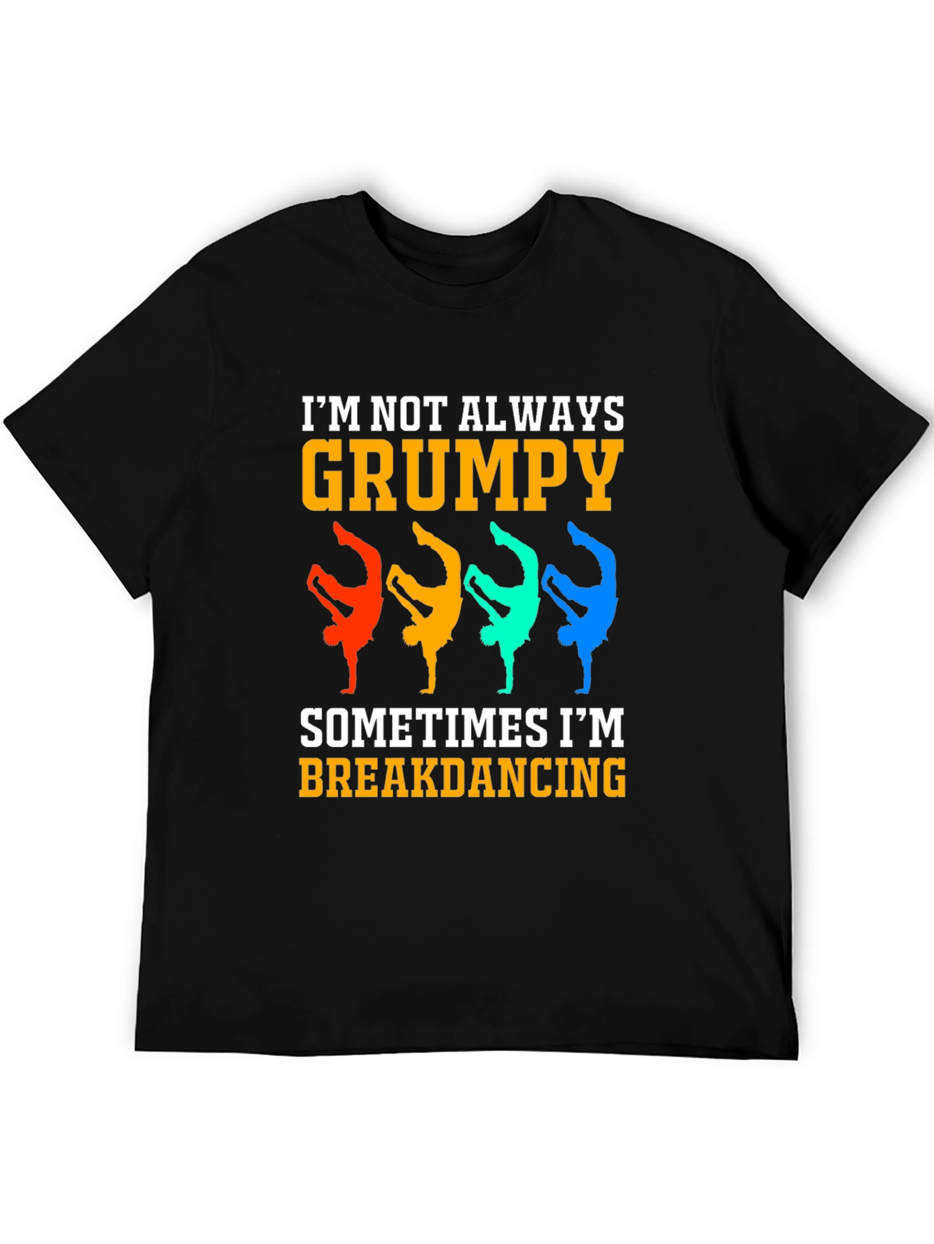 Black Grumpy Breakdancing Graphic Tee - Funny Men's T-Shirt view 5