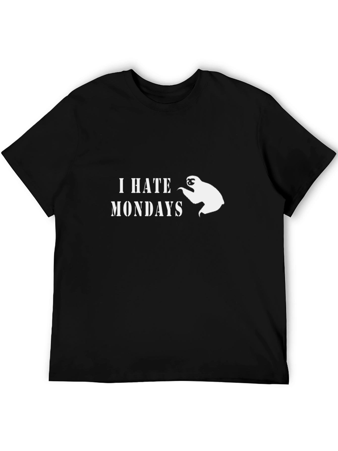 Black I Hate Mondays Sloth Graphic T-Shirt - Black view 5
