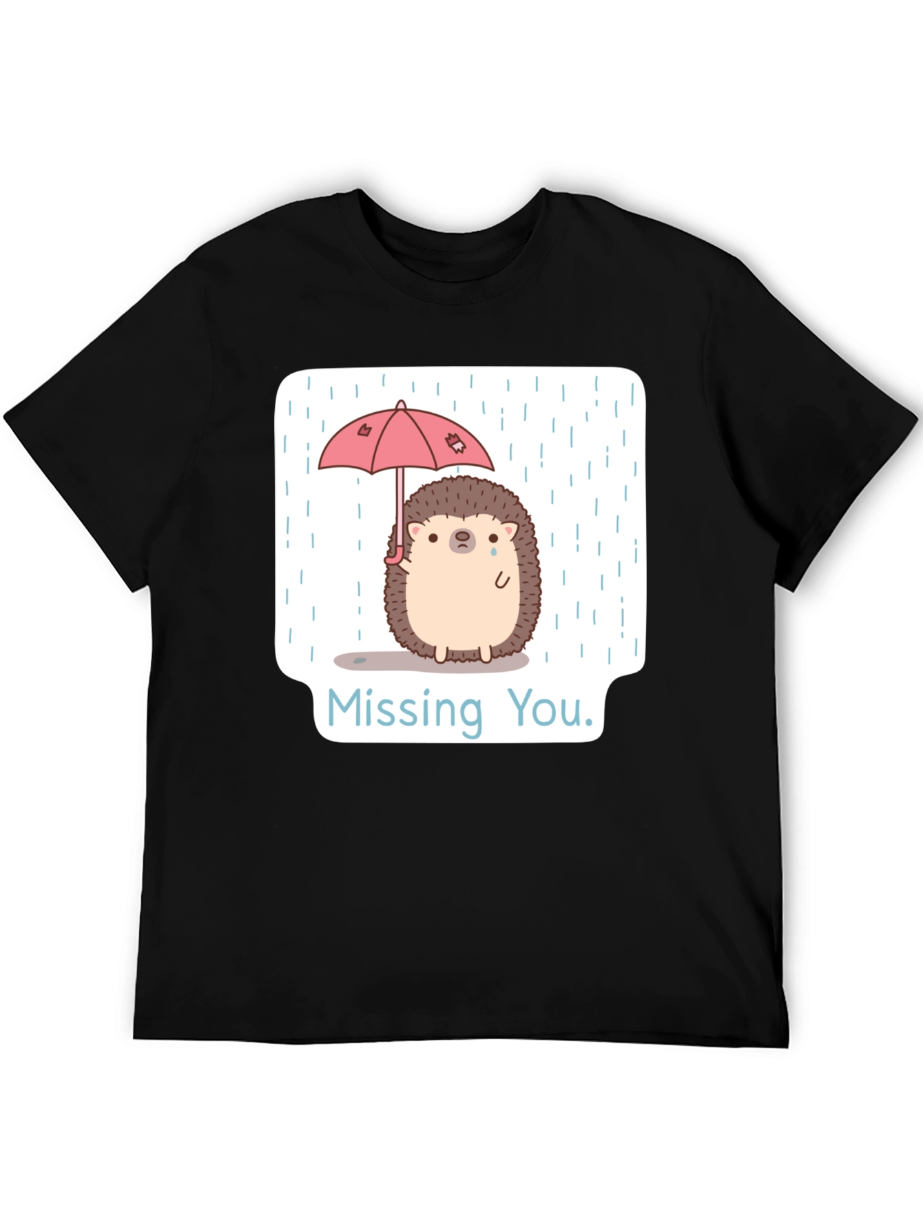 Black Missing You Hedgehog T-Shirt view 5
