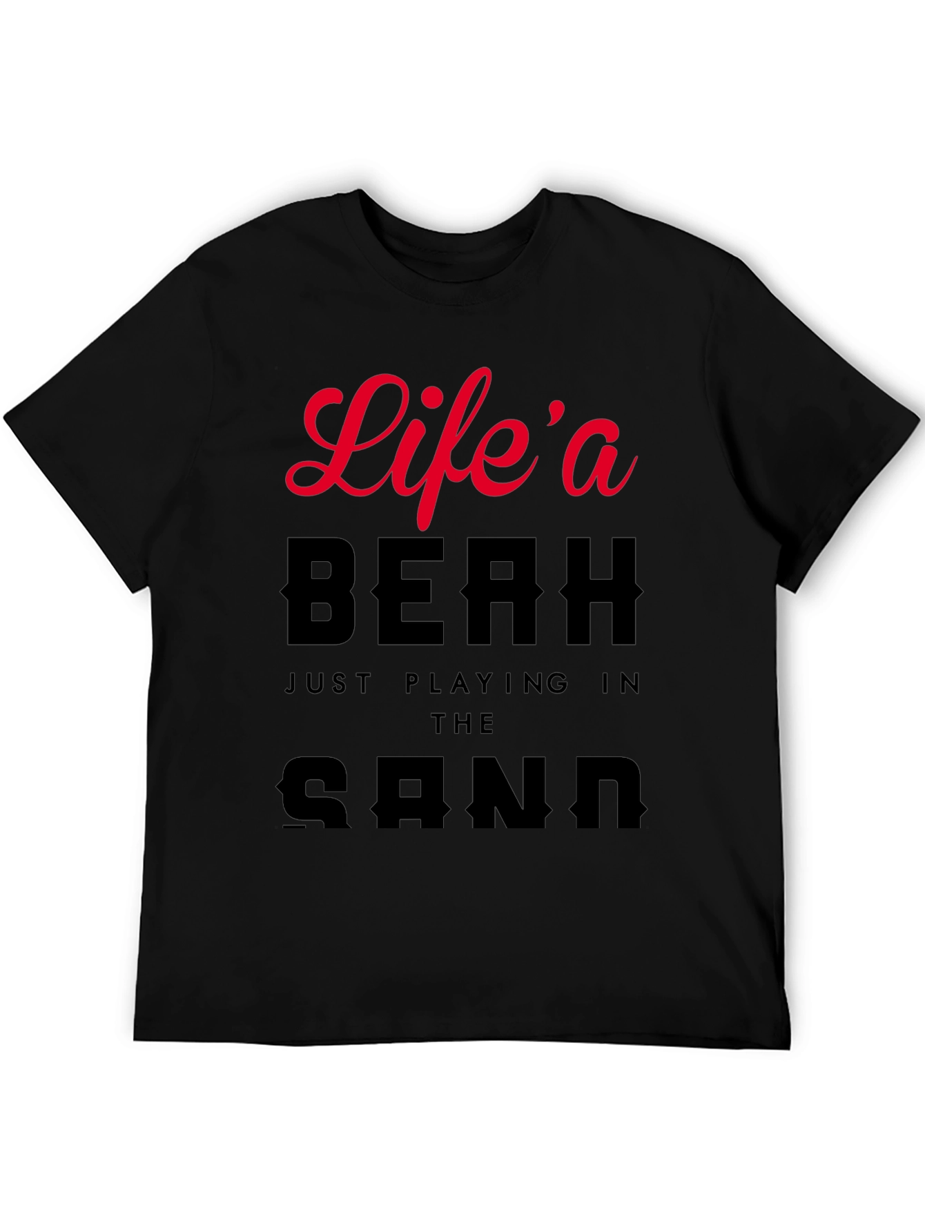Black Life's a Beach Graphic Men's Black T-Shirt view 5