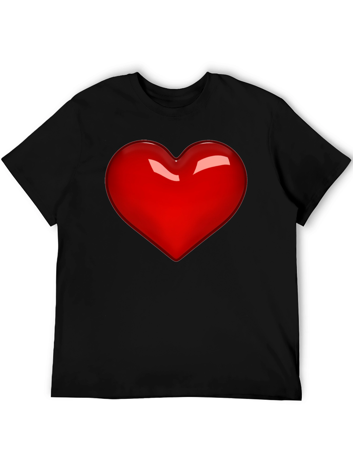 Black Bold Red Heart Graphic Tee - Men's Black T-Shirt view 5