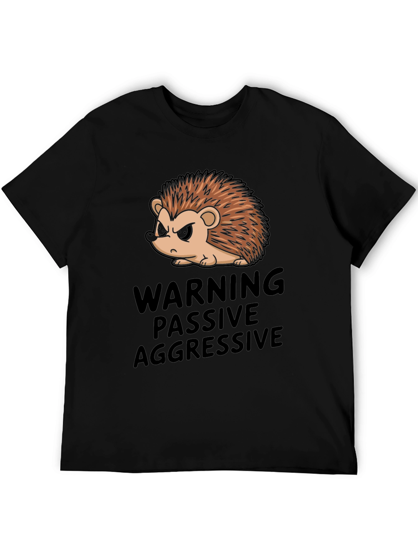 Black Passive Aggressive Hedgehog T-Shirt view 5