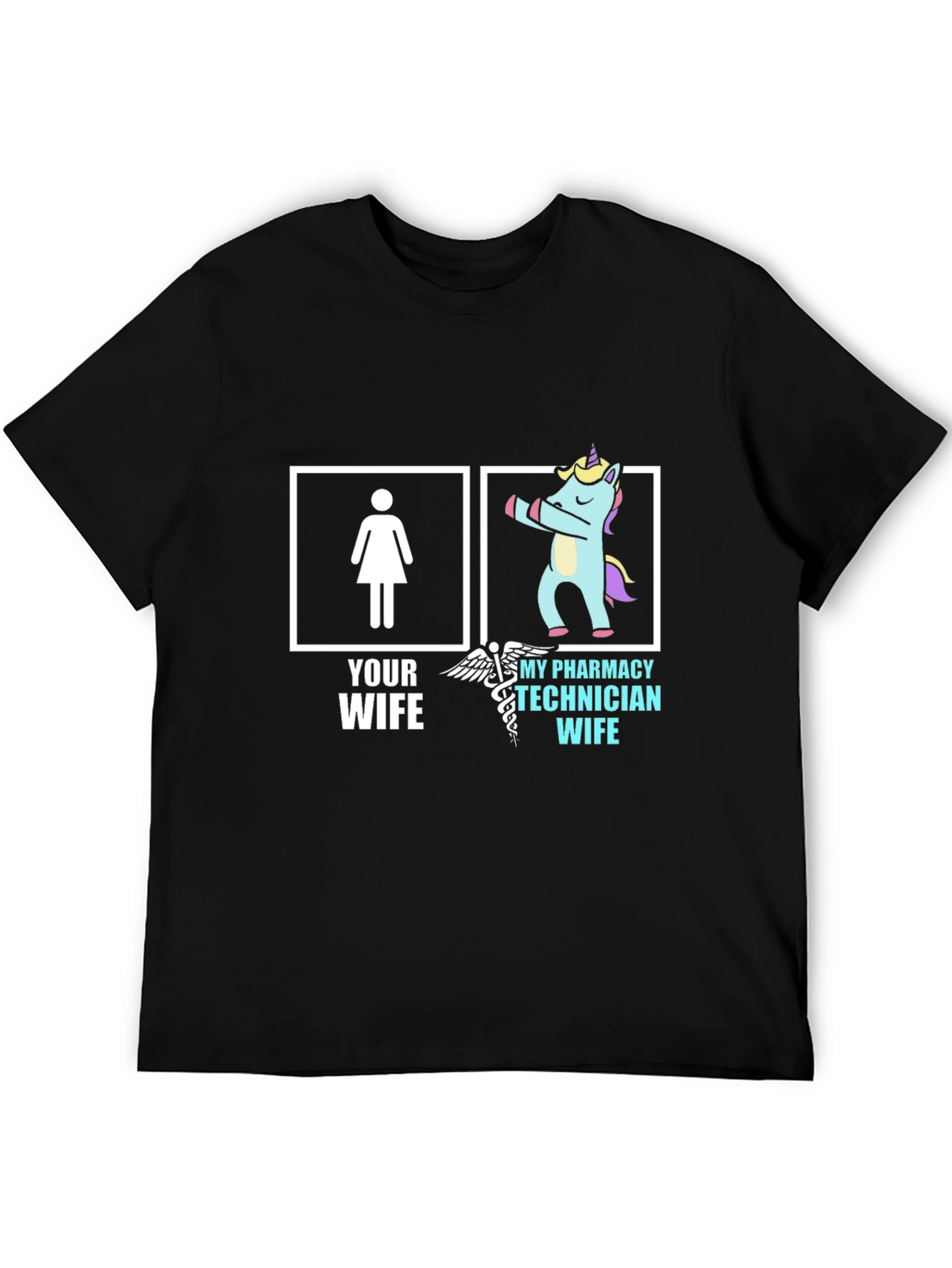 Black Pharmacy Technician Wife T-Shirt - Funny Unicorn Tee view 5