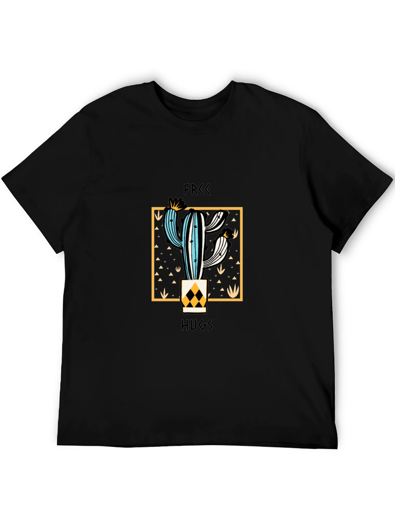 Black Free Hugs Cactus Graphic Tee view 5