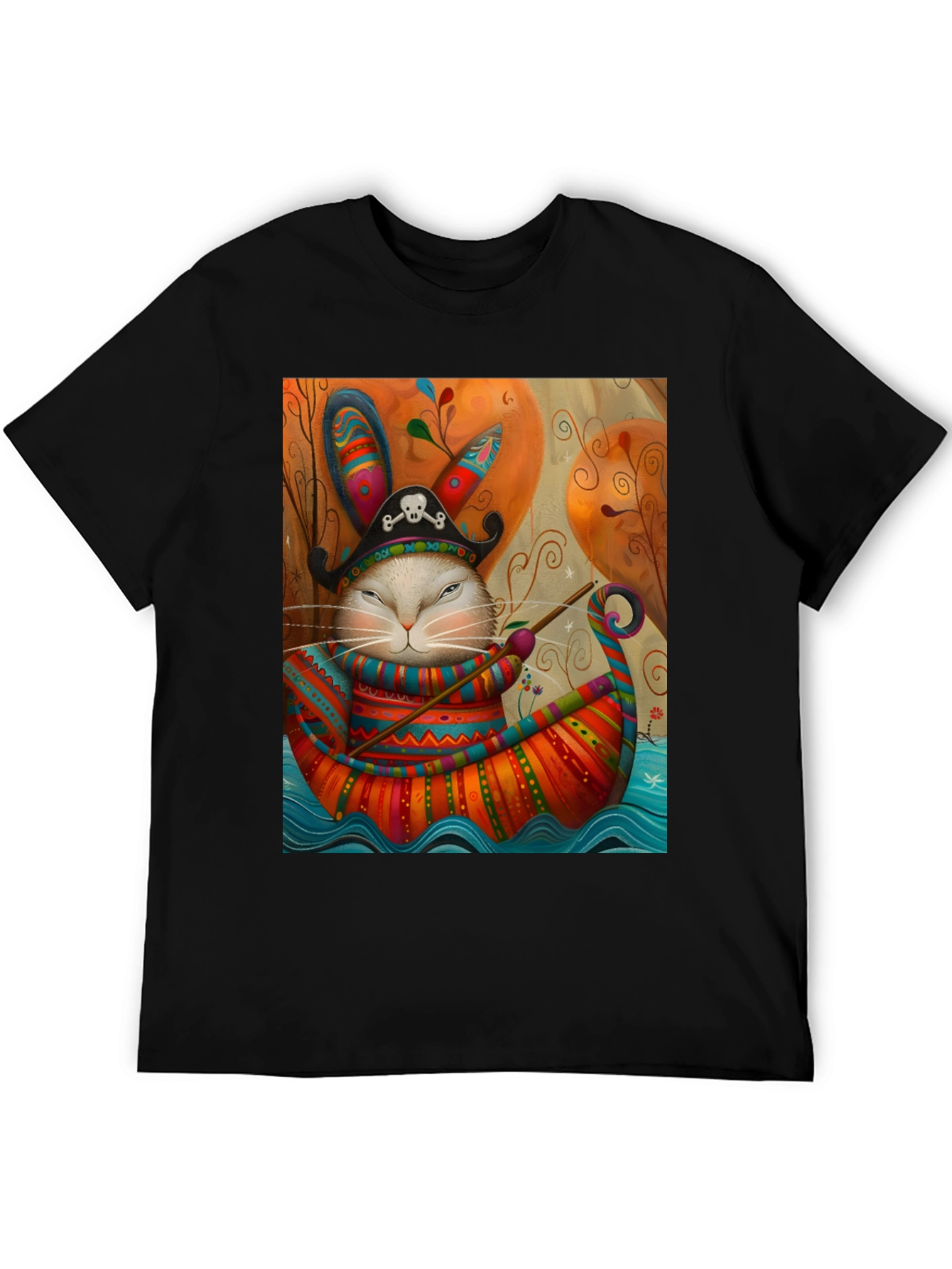 Black Pirate Rabbit Boat Ride T-Shirt view 5