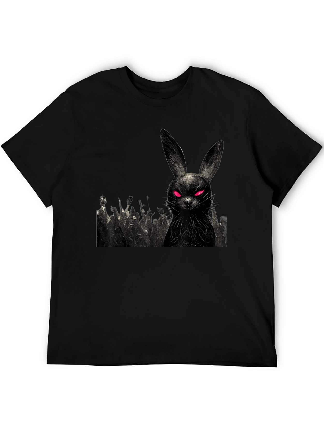 Black Creepy Bunny Graphic Tee view 5