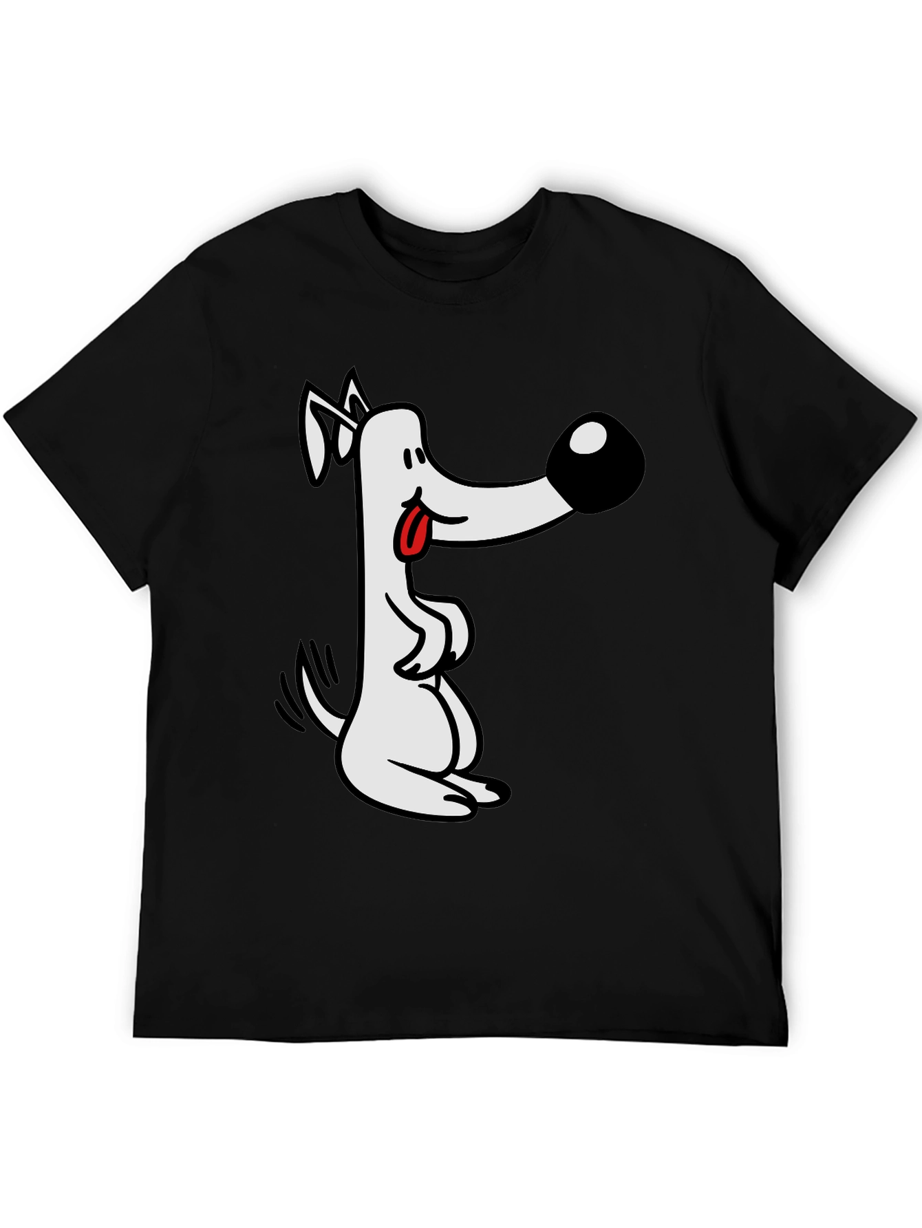 Black Cartoon Dog Graphic Tee - Black view 5
