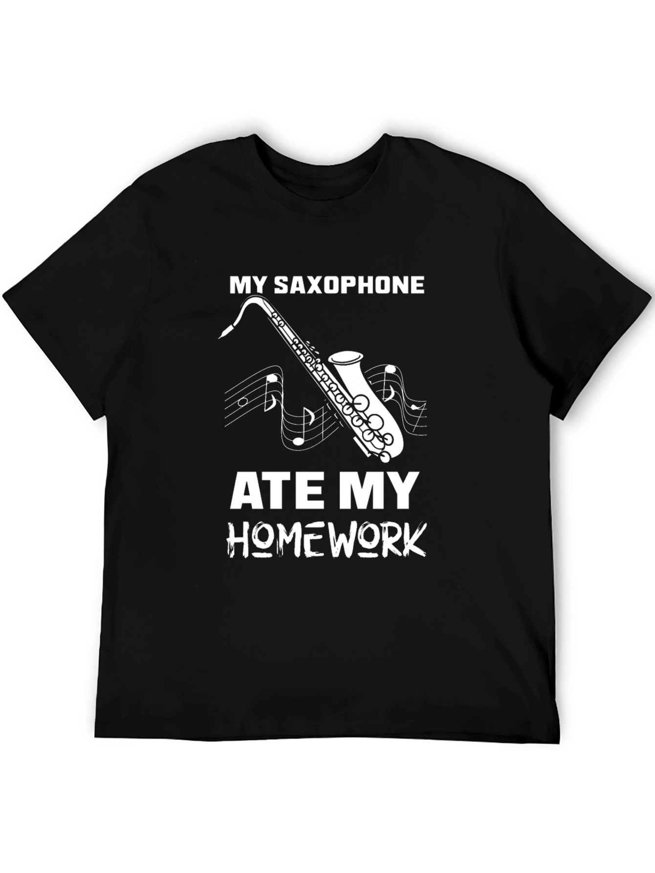 Black My Saxophone Ate My Homework Black T-Shirt view 5