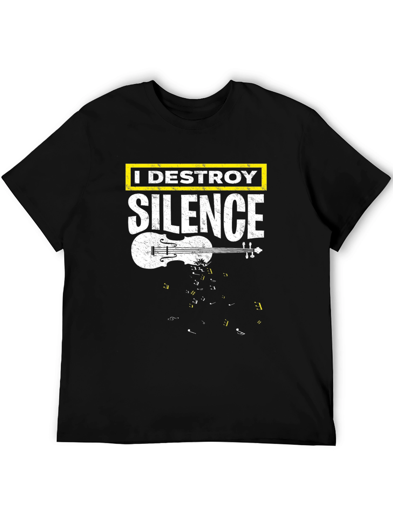 Black I Destroy Silence Violin Graphic T-Shirt view 5