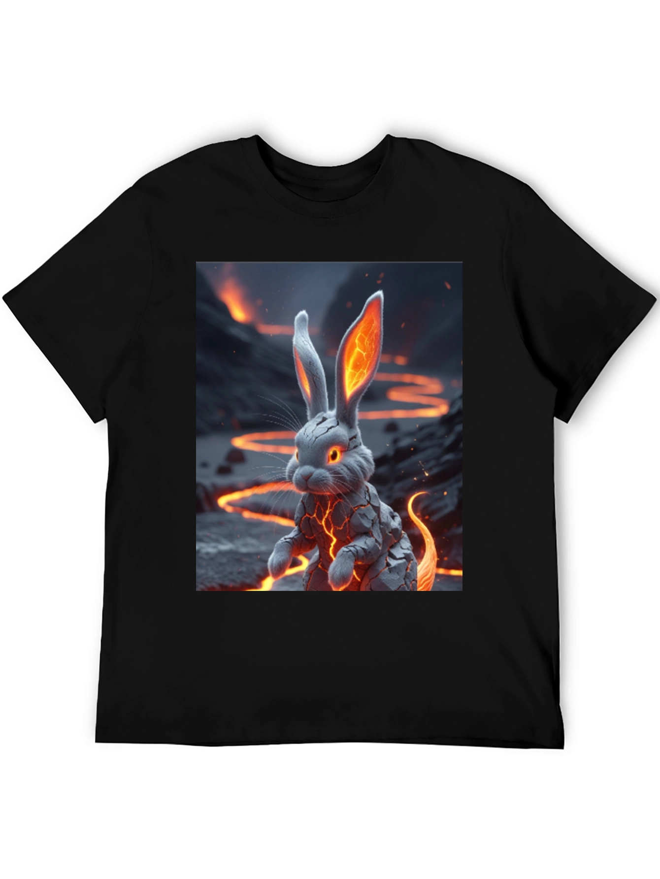 Black Lava Rabbit Graphic Tee - Unique Design! view 5