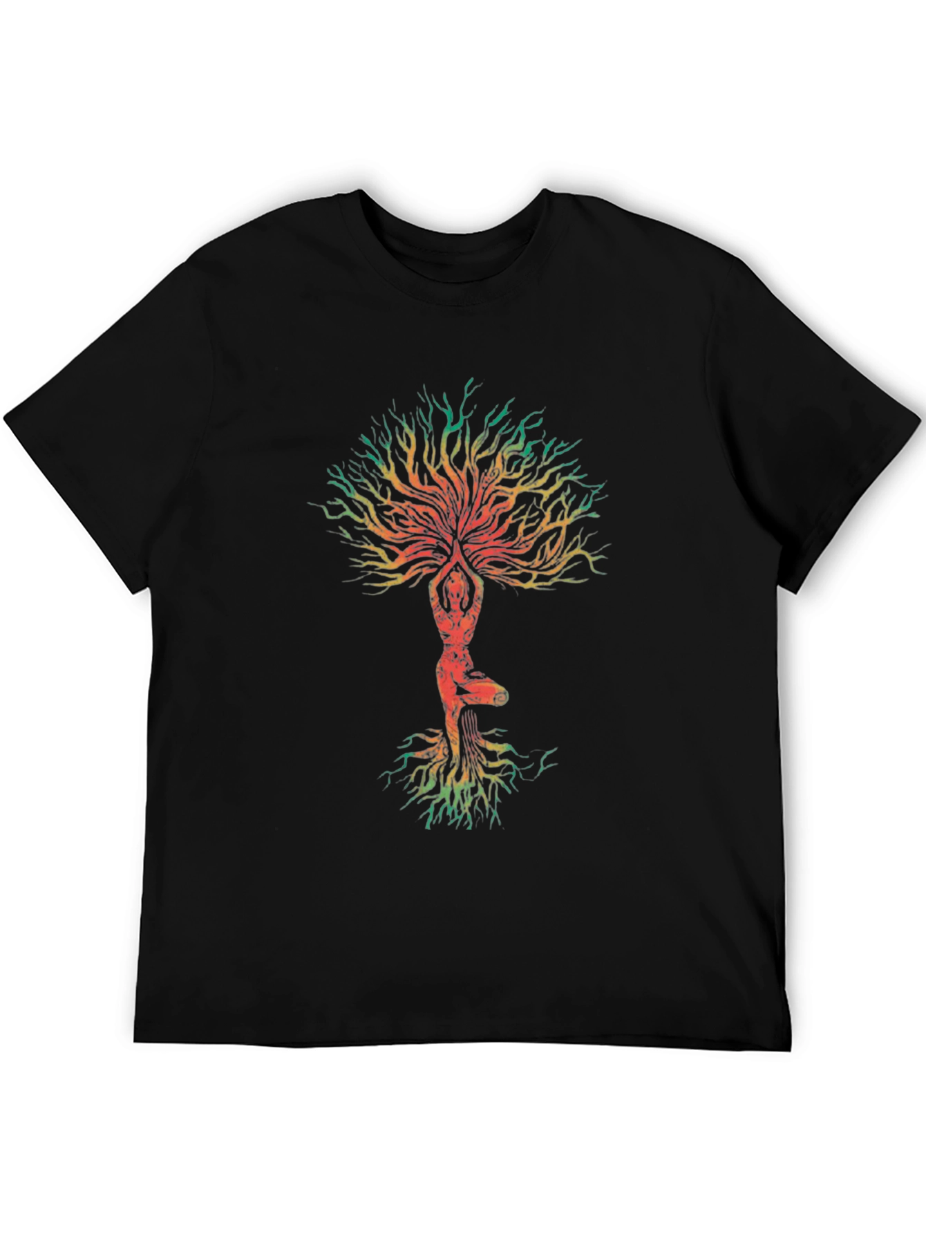 Black Yoga Tree of Life Graphic Tee - Unisex Black T-Shirt view 5