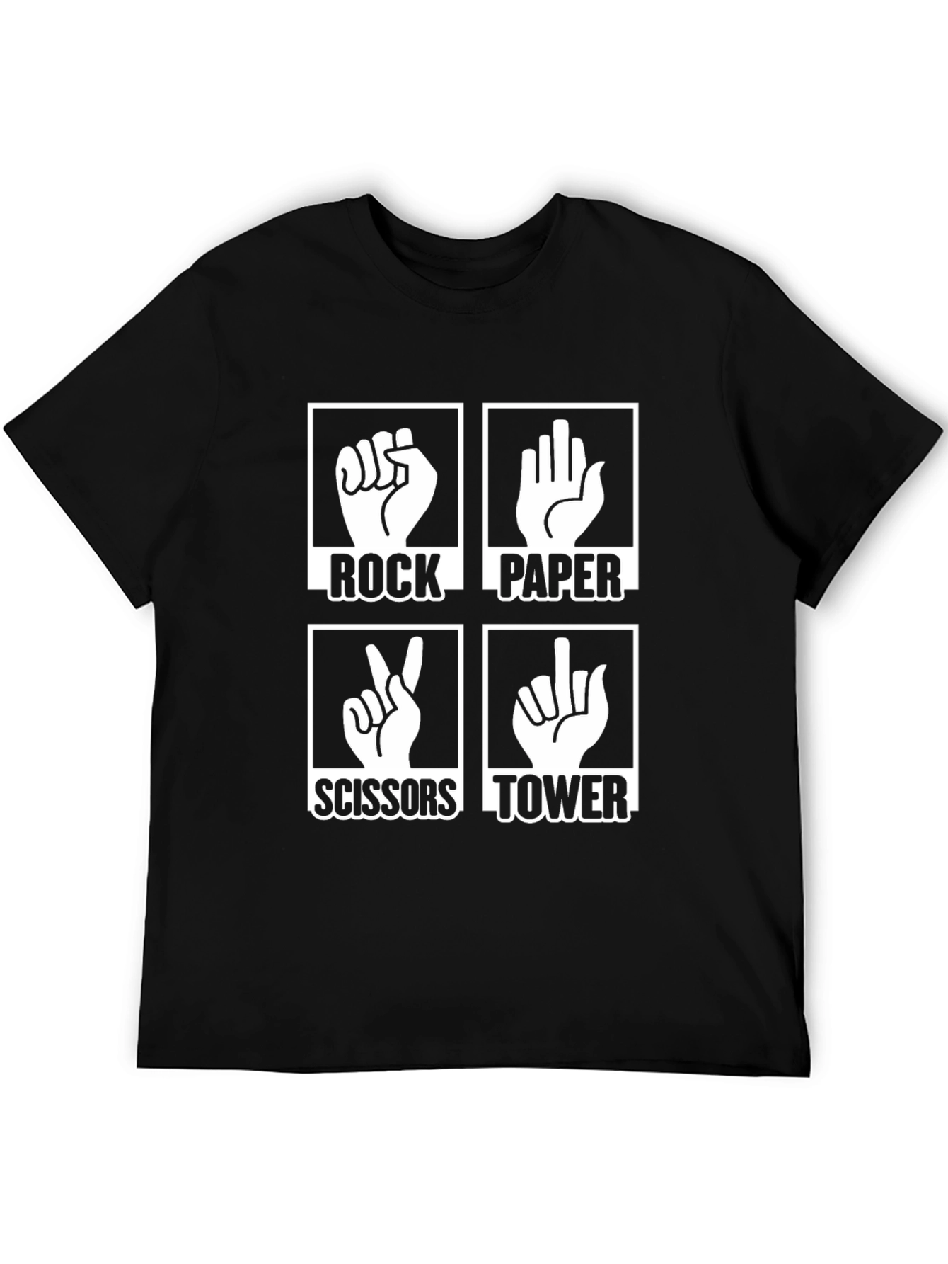 Black Rock Paper Scissors Tower Graphic T-Shirt view 5