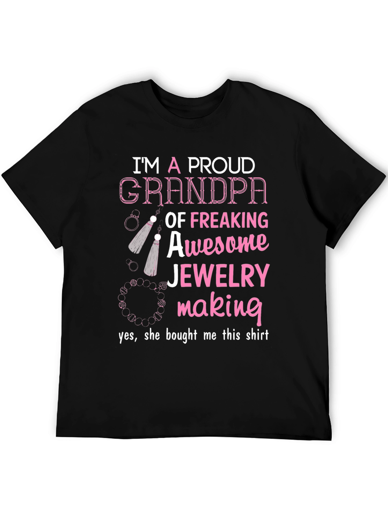 Black Proud Grandpa Jewelry Making T-Shirt view 5
